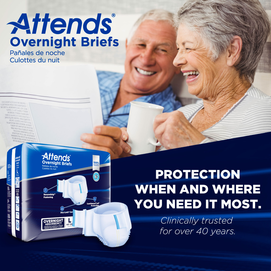 Attends Overnight Adult Briefs with Tabs, Severe Absorbency