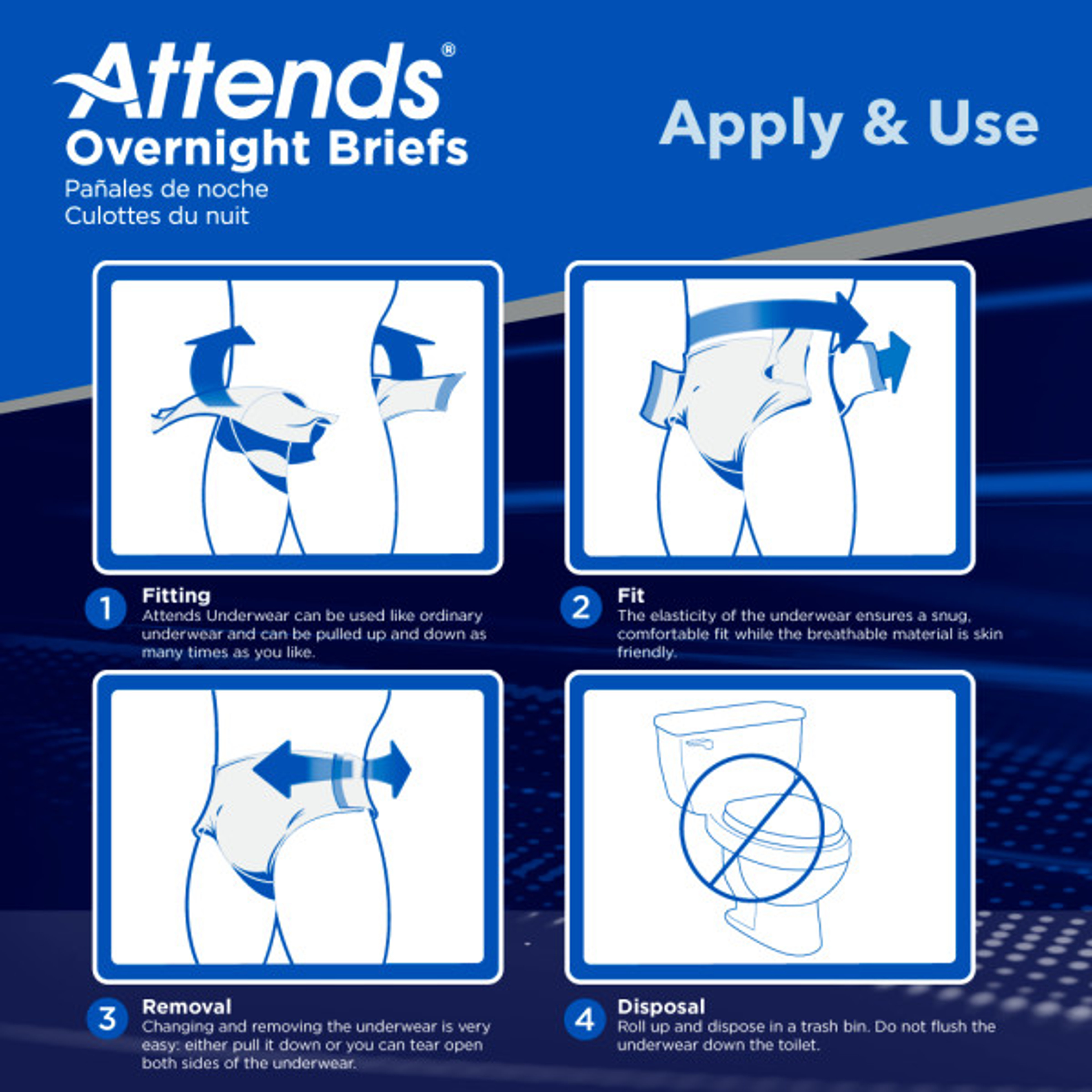 Attends Overnight Adult Briefs with Tabs, Severe Absorbency