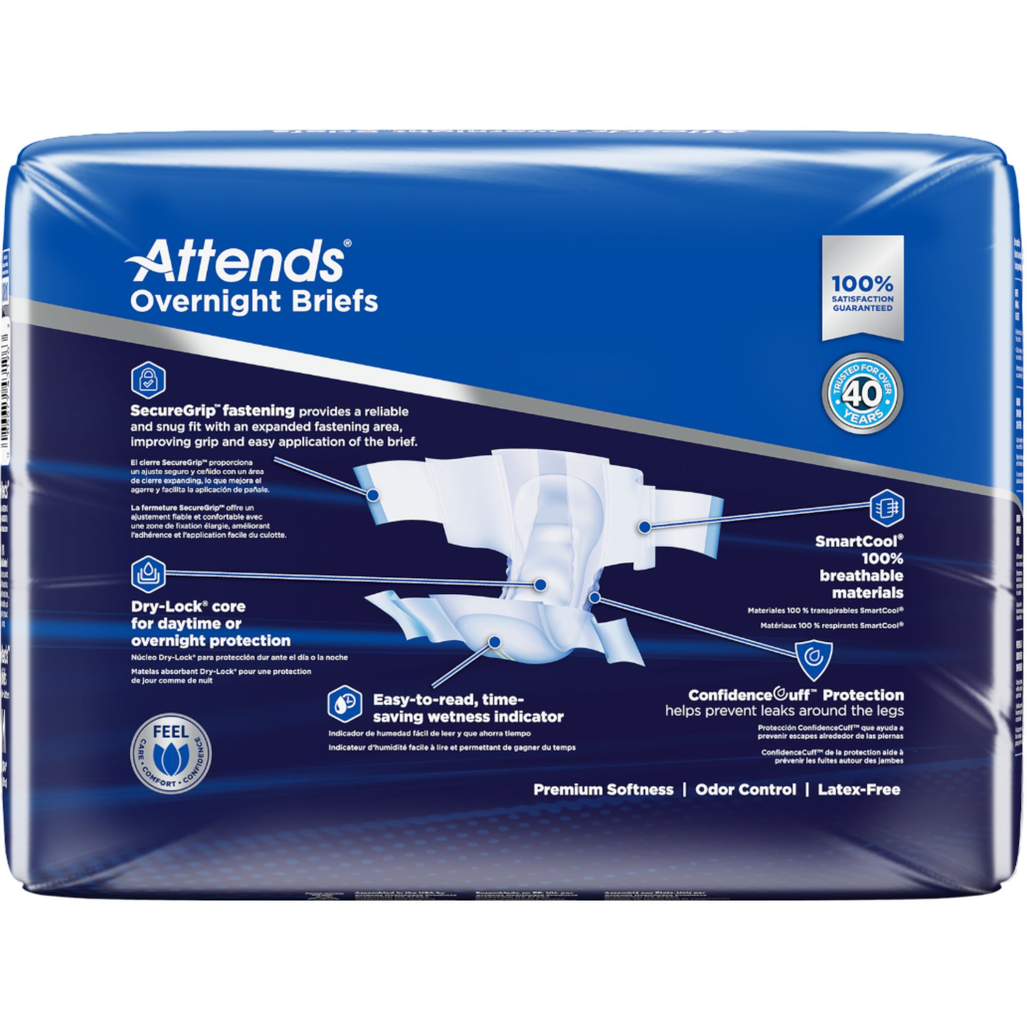 Attends Overnight Adult Briefs with Tabs, Severe Absorbency