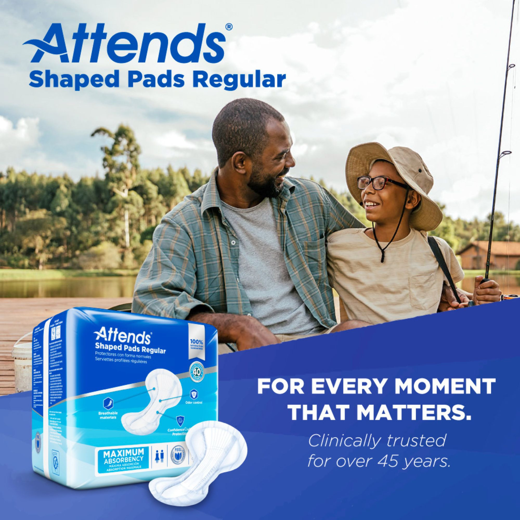Attends Shaped Adult Incontinence Pads Regular, Heavy Absorbency