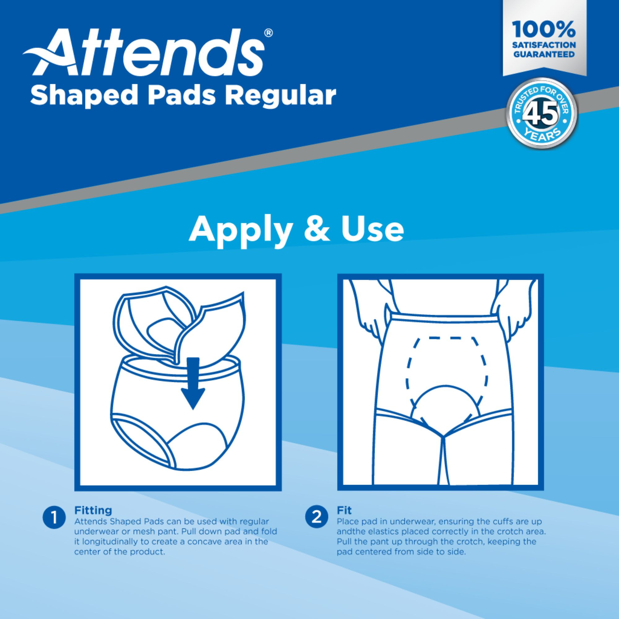 Attends Shaped Adult Incontinence Pads Regular, Heavy Absorbency
