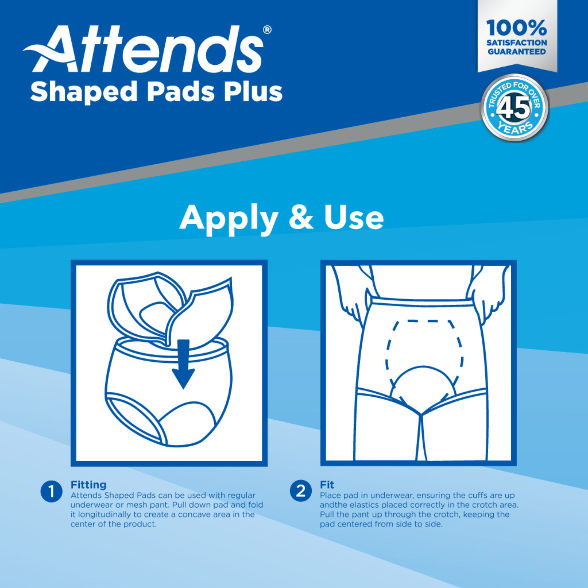 Attends Shaped Adult Incontinence Pads Plus, Heavy Absorbency