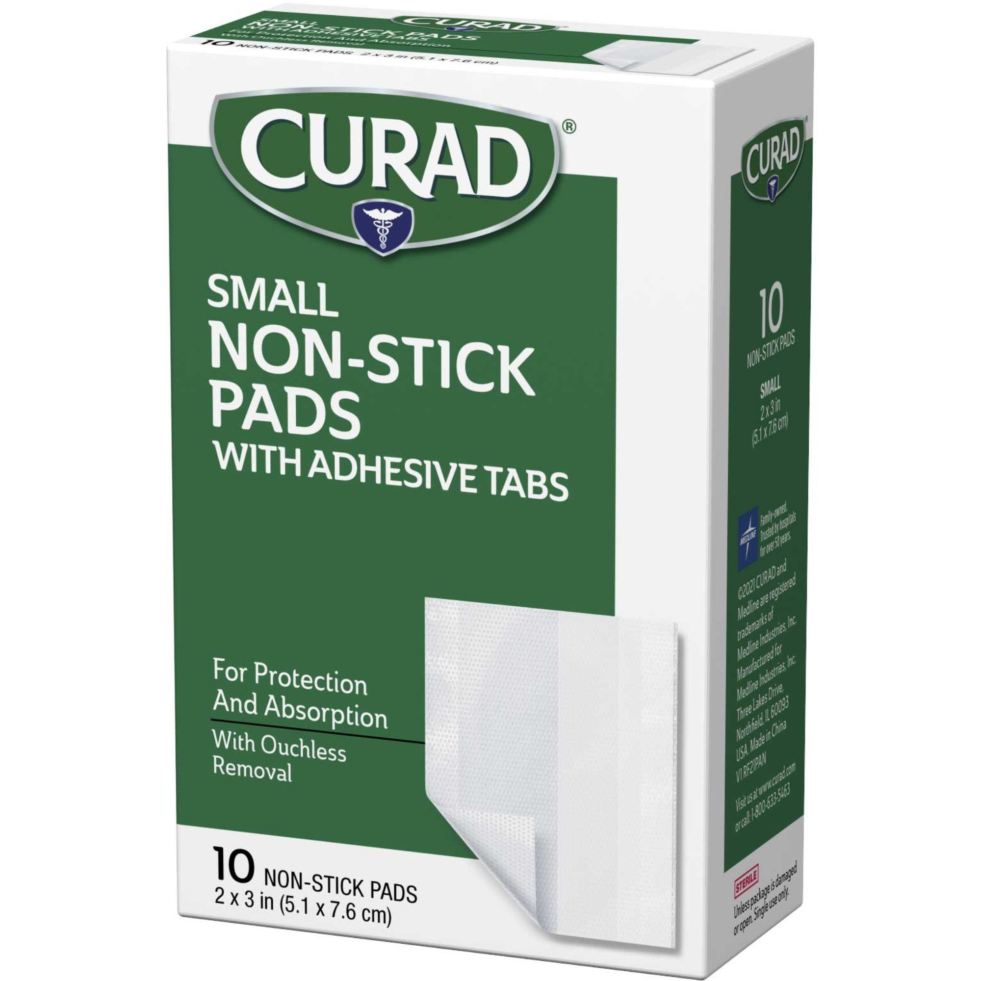 Curad Non-Stick Pads with Adhesive Strips, 2 X 3