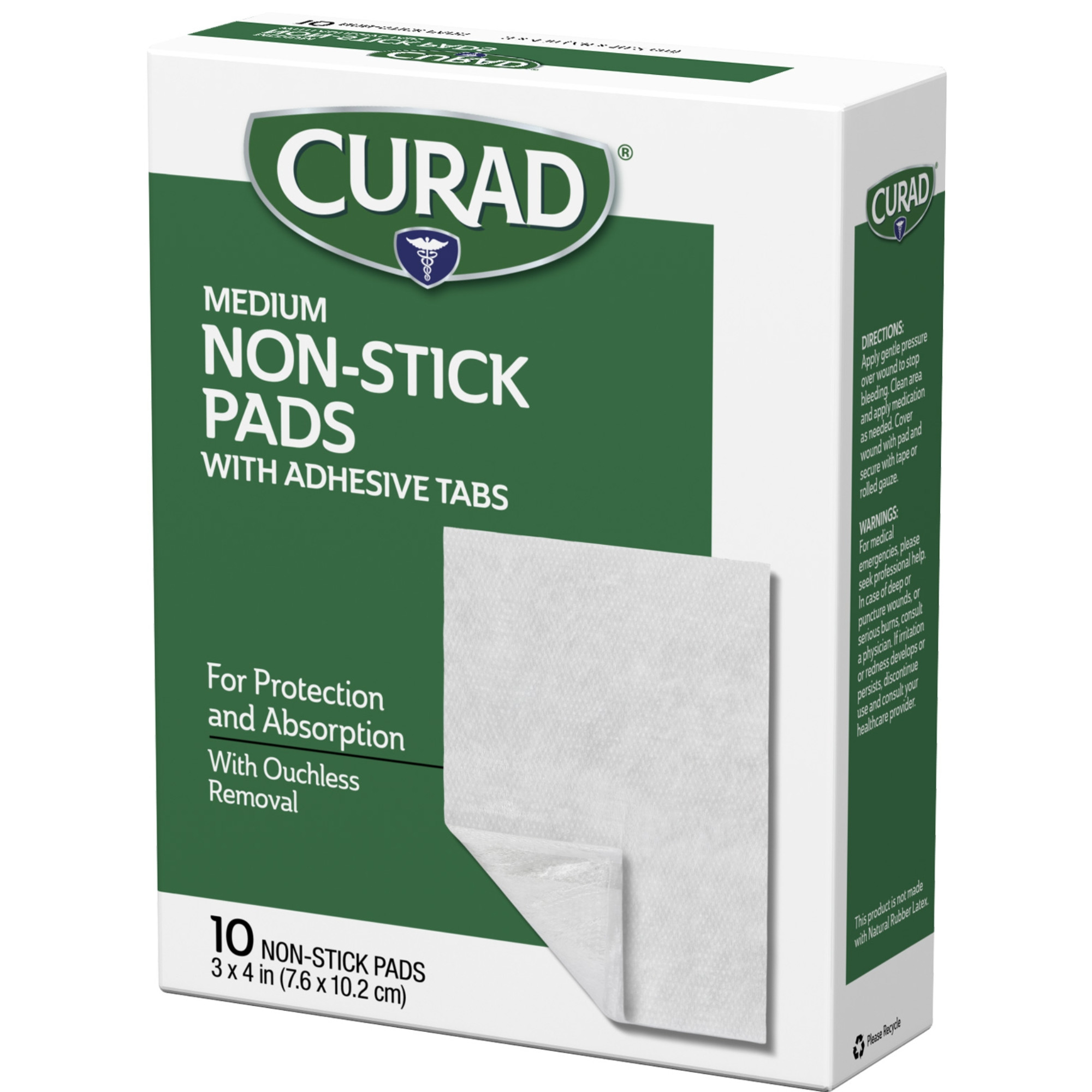 Curad Non-Stick Pads with Adhesive Strips, Medium
