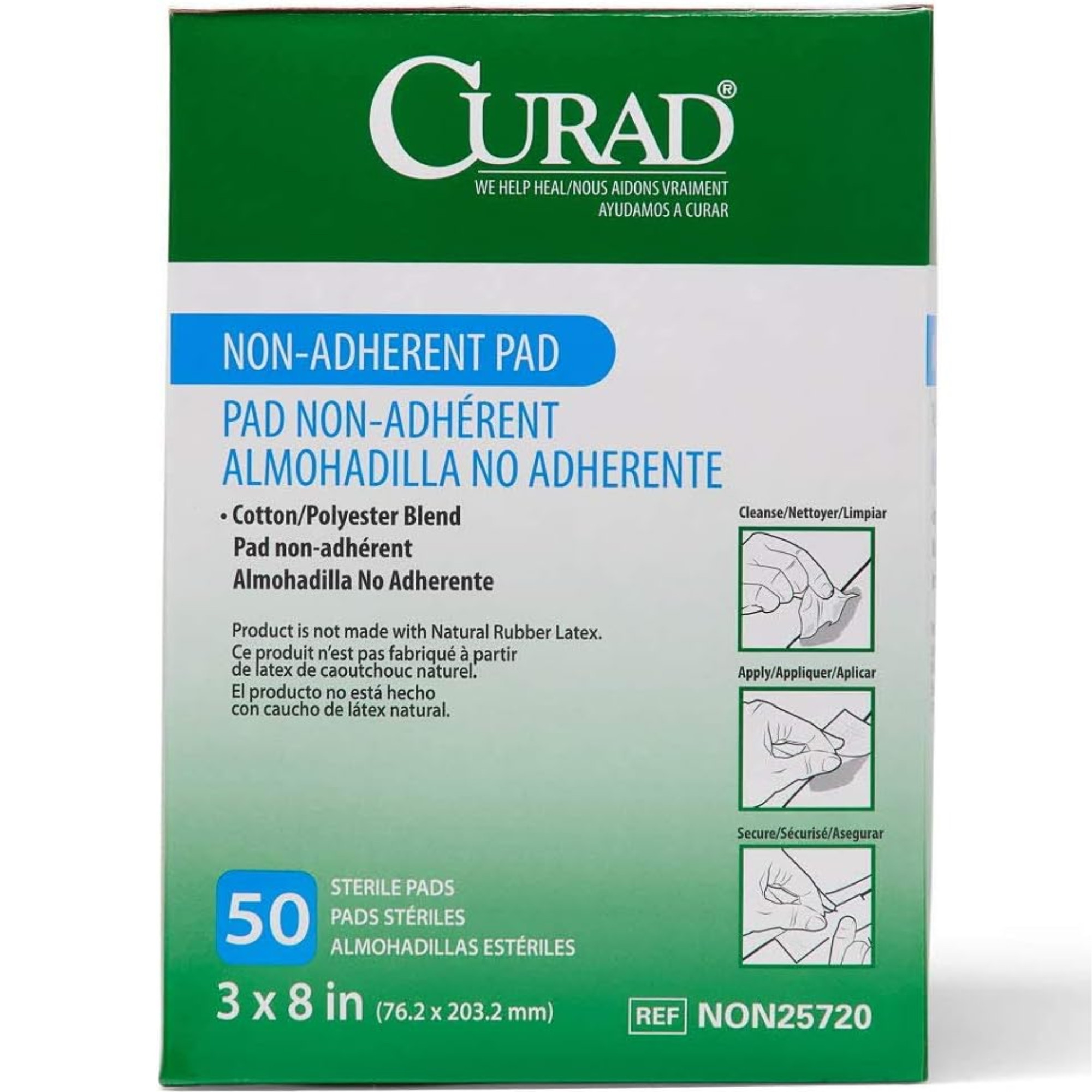 Curad Non-Adherent Pad, 3 X 8"