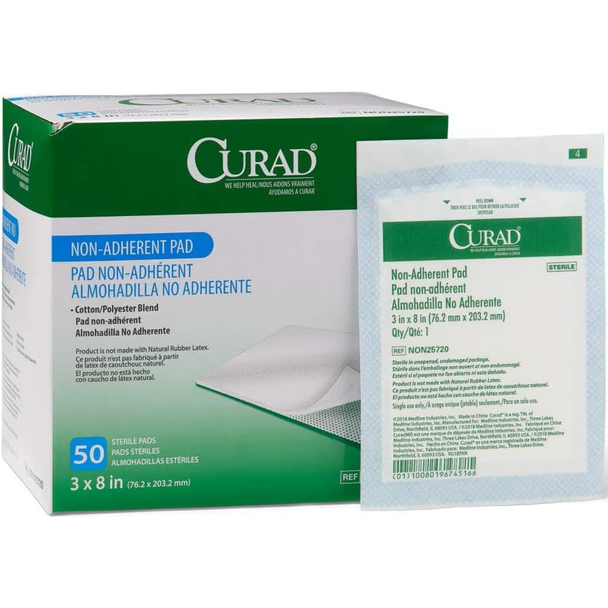 Curad Non-Adherent Pad, 3 X 8"