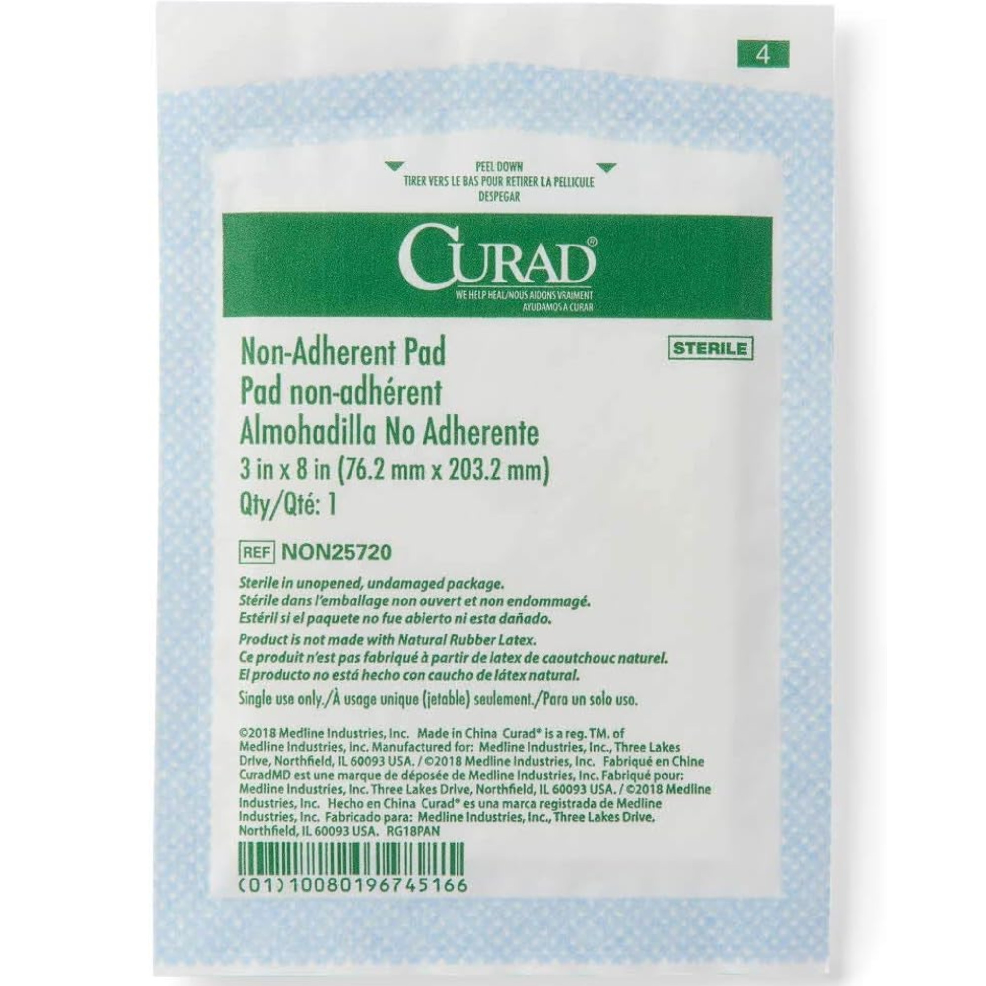 Curad Non-Adherent Pad, 3 X 8"