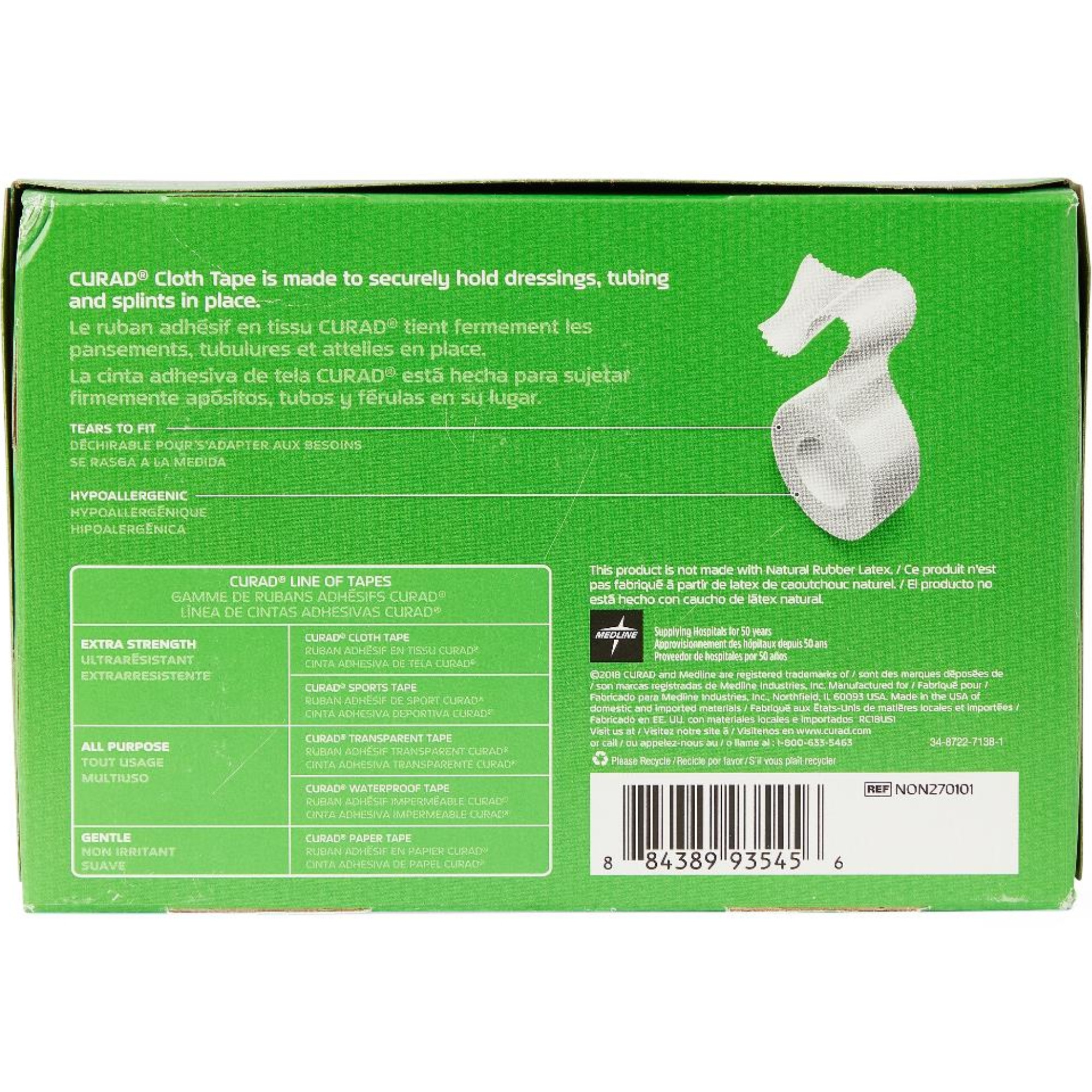 Curad Silk Cloth Medical Adhesive Tape, 1 x 10 yards