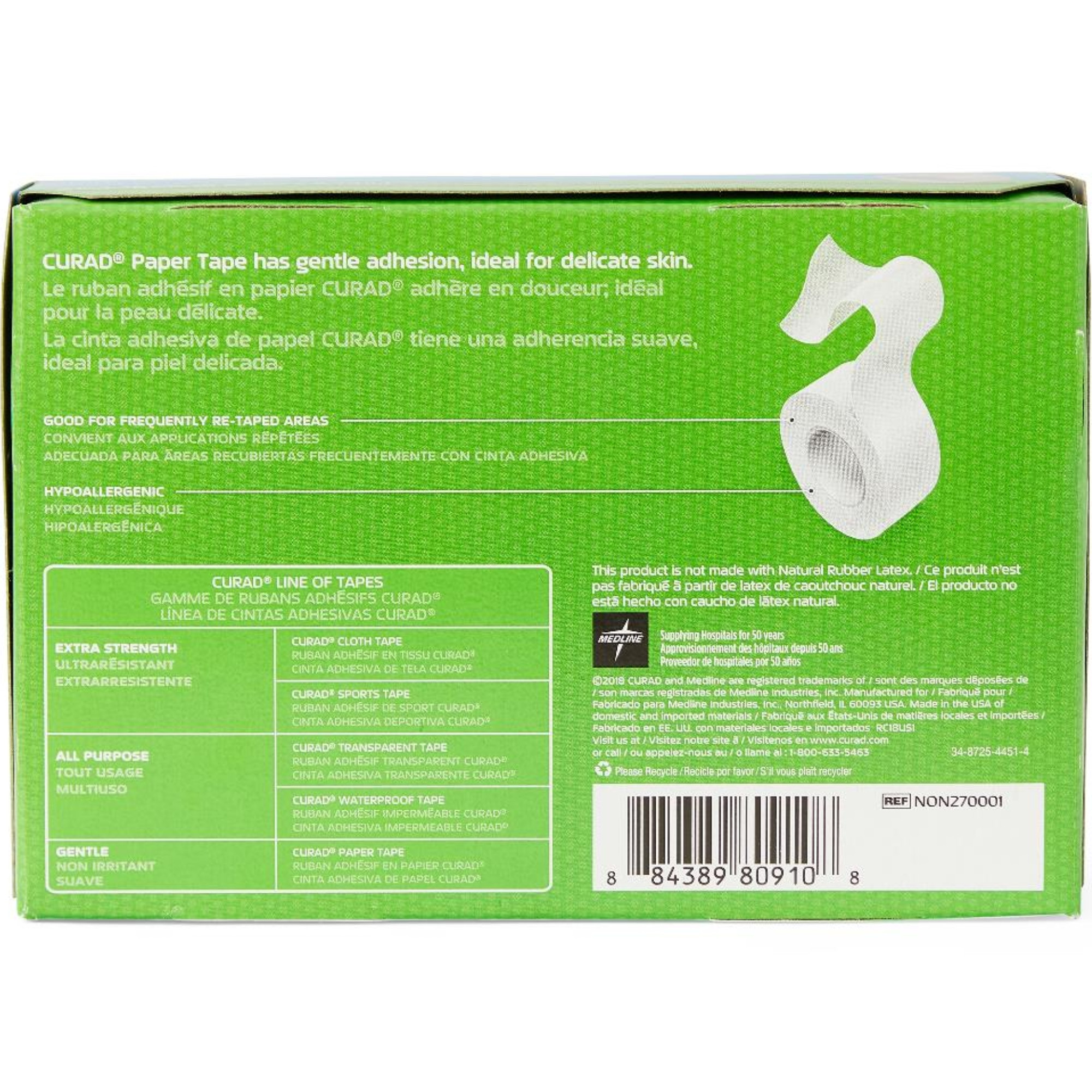 Curad Adhesive Paper Tape, 1 inch x 10 yards