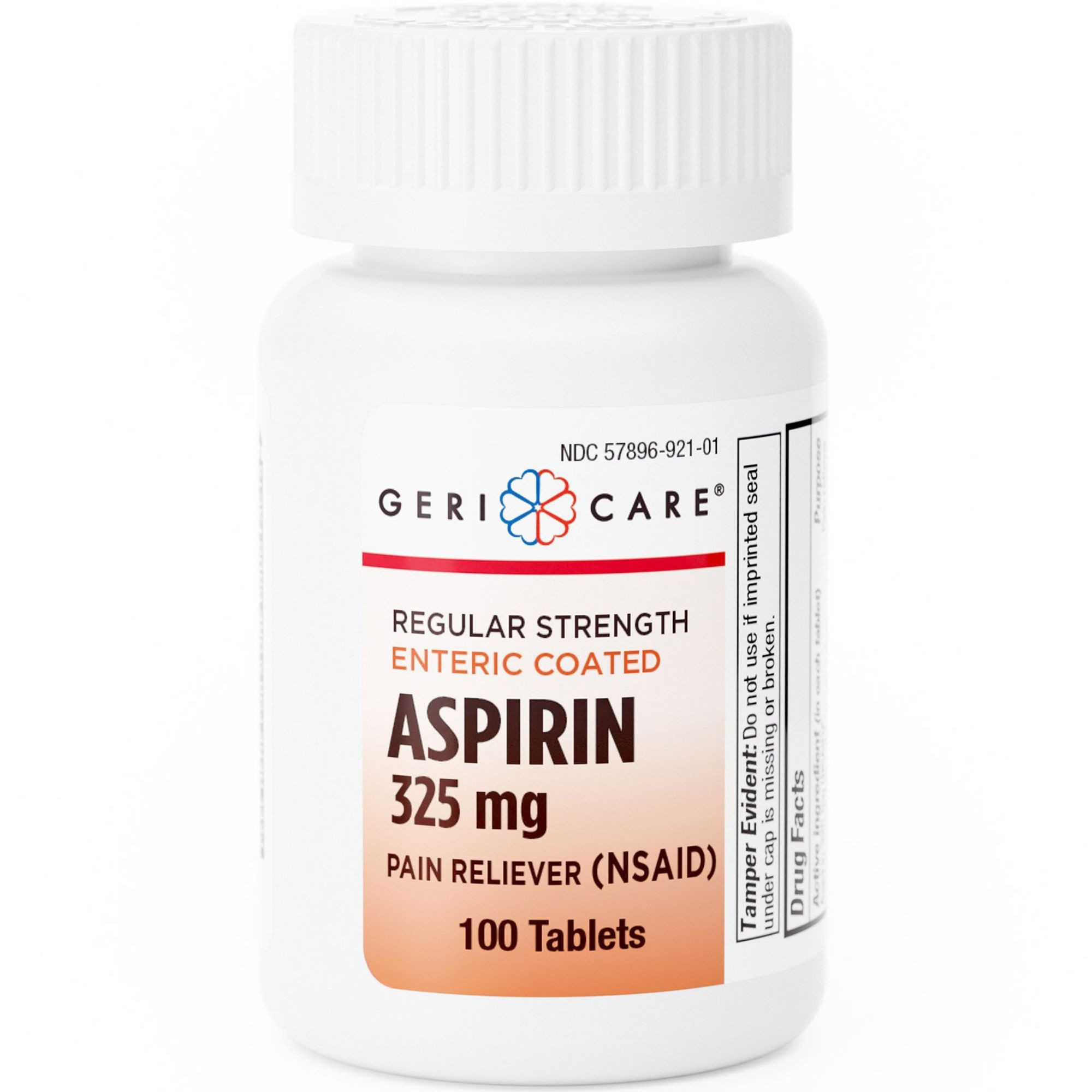 Geri-Care Regular Strength Enteric Coated Aspirin, 325 mg, 60-921-01, 100 Tablets - 1 Bottle