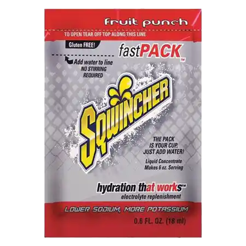 Sqwincher FastPack Liquid Concentrate Packets, Fruit Punch, 0.6 oz., X453-MN600, Box of 50