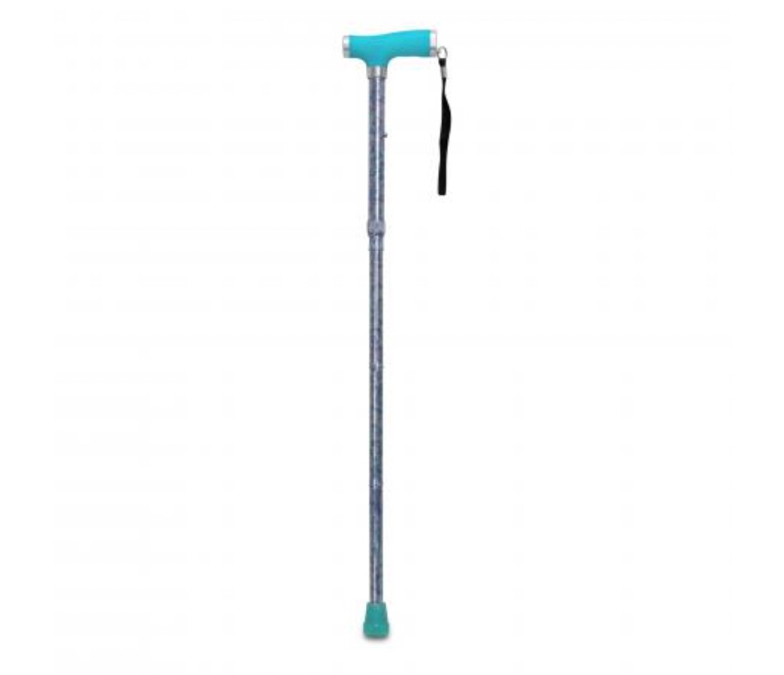 McKesson Glow In The Dark Folding T-Handle Cane, 33-37"