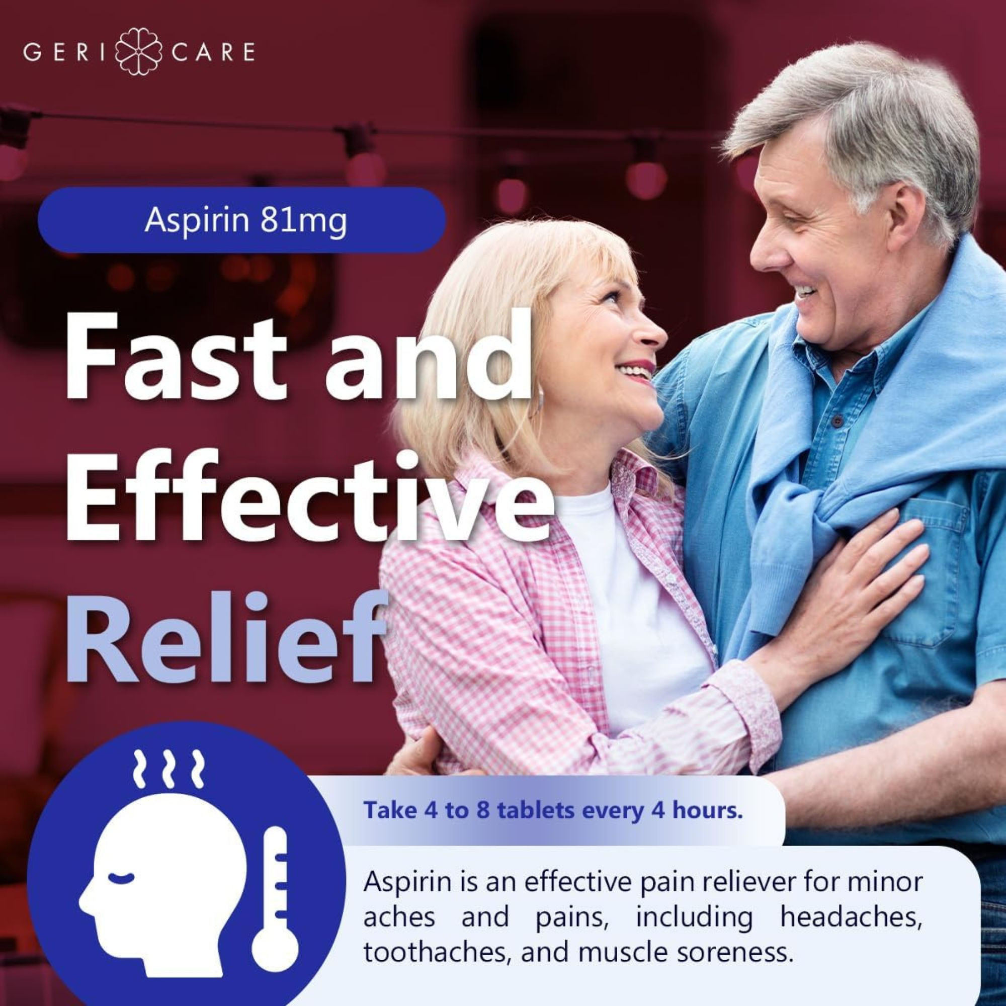 Geri-Care Adult Low Dose Enteric Coated Aspirin Pain Reliever, 81 mg