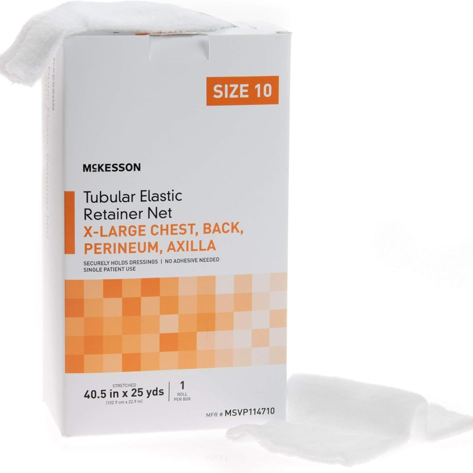 McKesson Tubular Elastic Retainer Net, 40.5" X 25 yd, MSVP114710, Size 10 (X-Large Chest/Back/Perineum/Axilla) - 1 Box