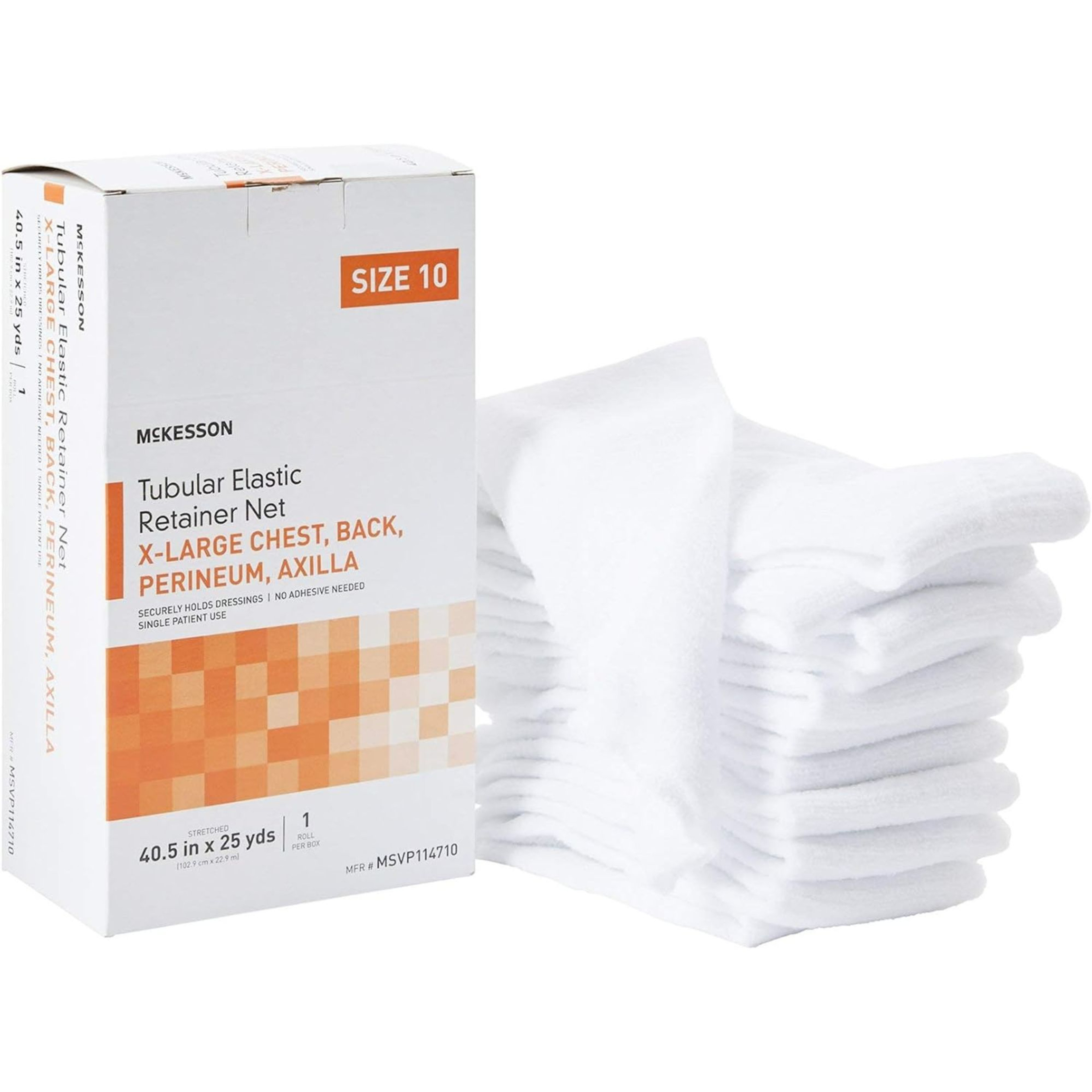 McKesson Tubular Elastic Retainer Net, 40.5" X 25 yd, MSVP114710, Size 10 (X-Large Chest/Back/Perineum/Axilla) - 1 Box