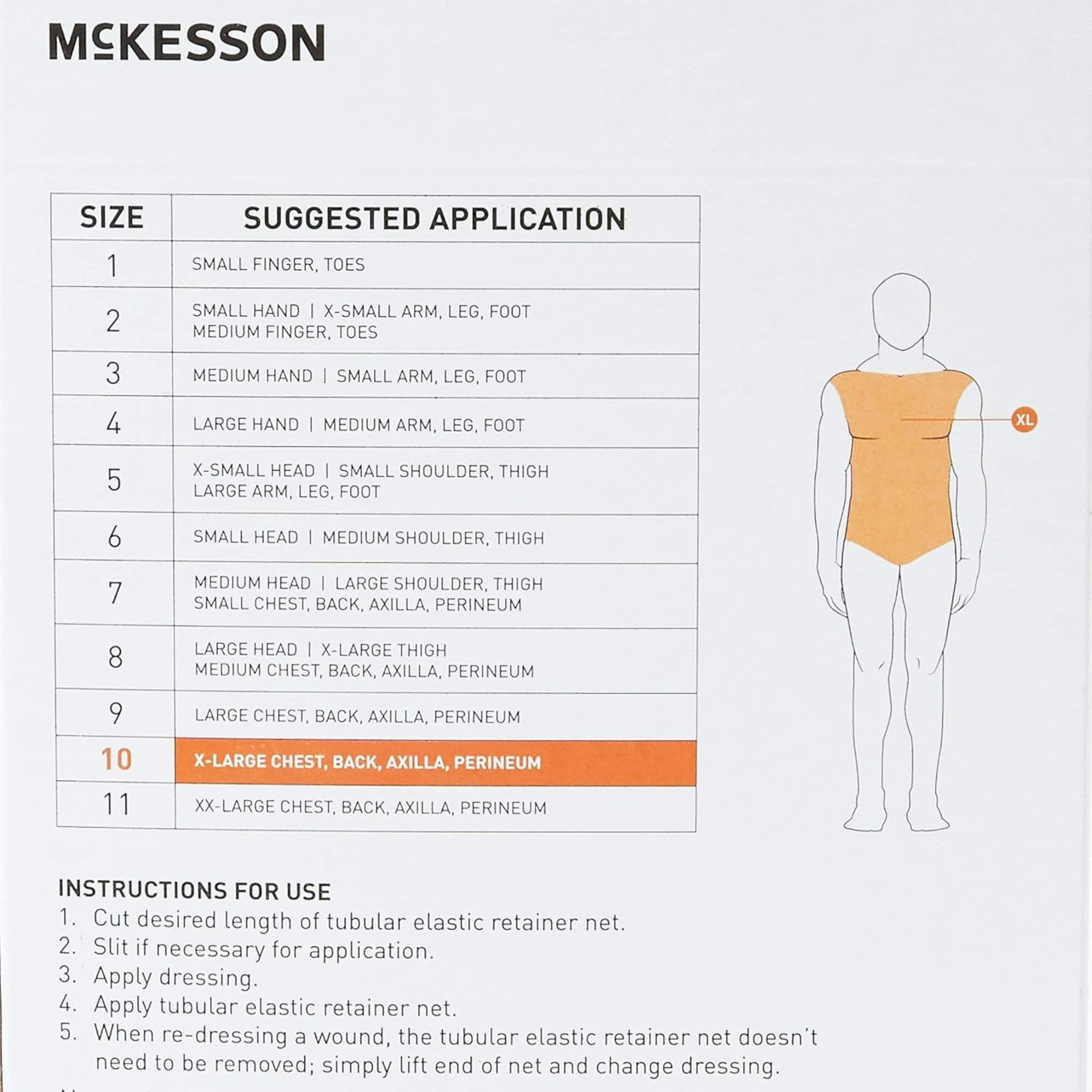 McKesson Tubular Elastic Retainer Net, 40.5" X 25 yd, MSVP114710, Size 10 (X-Large Chest/Back/Perineum/Axilla) - 1 Box