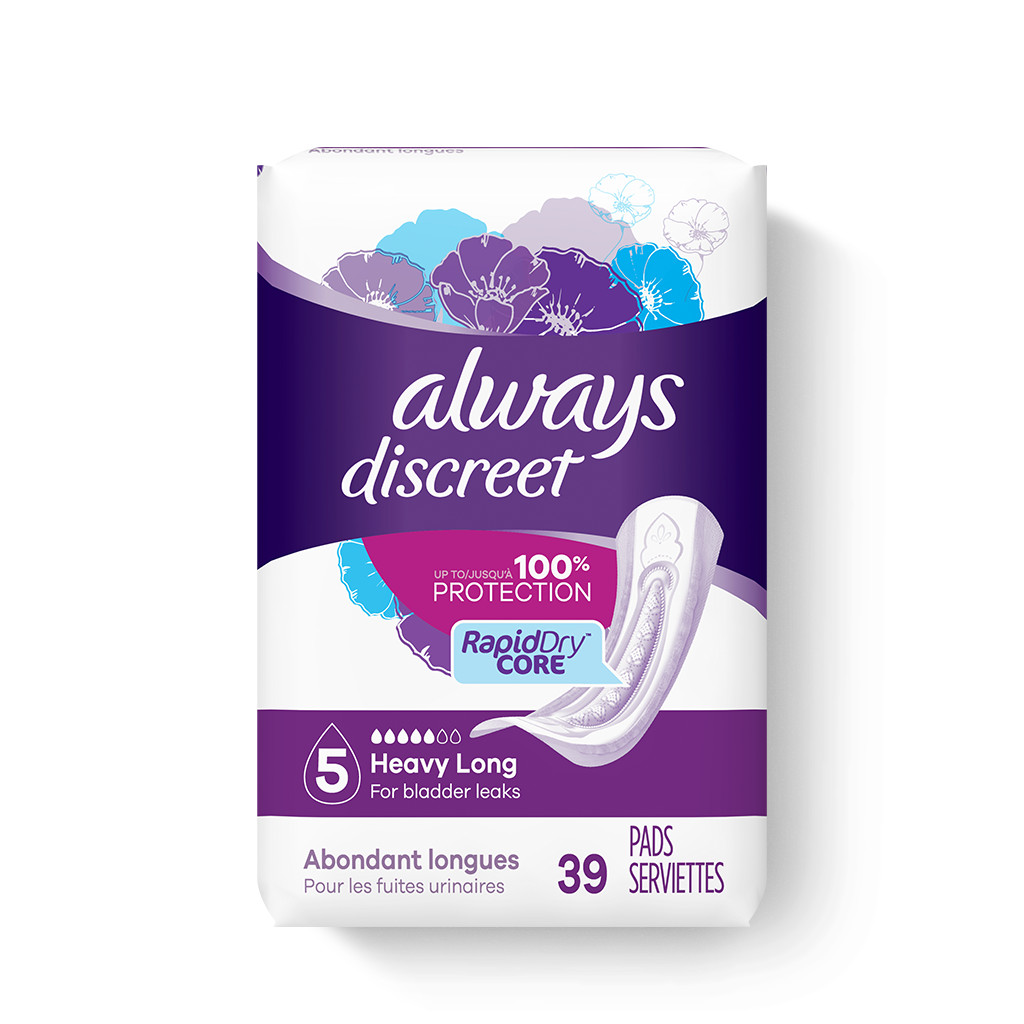 Always Discreet Bladder Leaks Pads, Long, Heavy