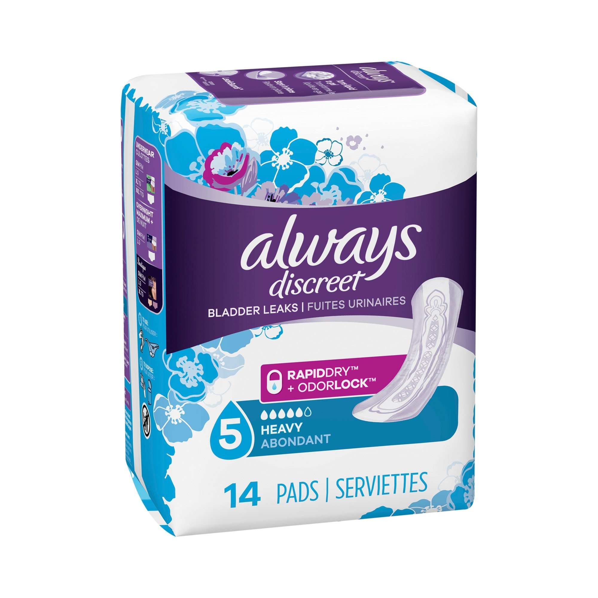 Always Discreet Bladder Leaks Pads, Heavy, 03700088726, Pack of 14