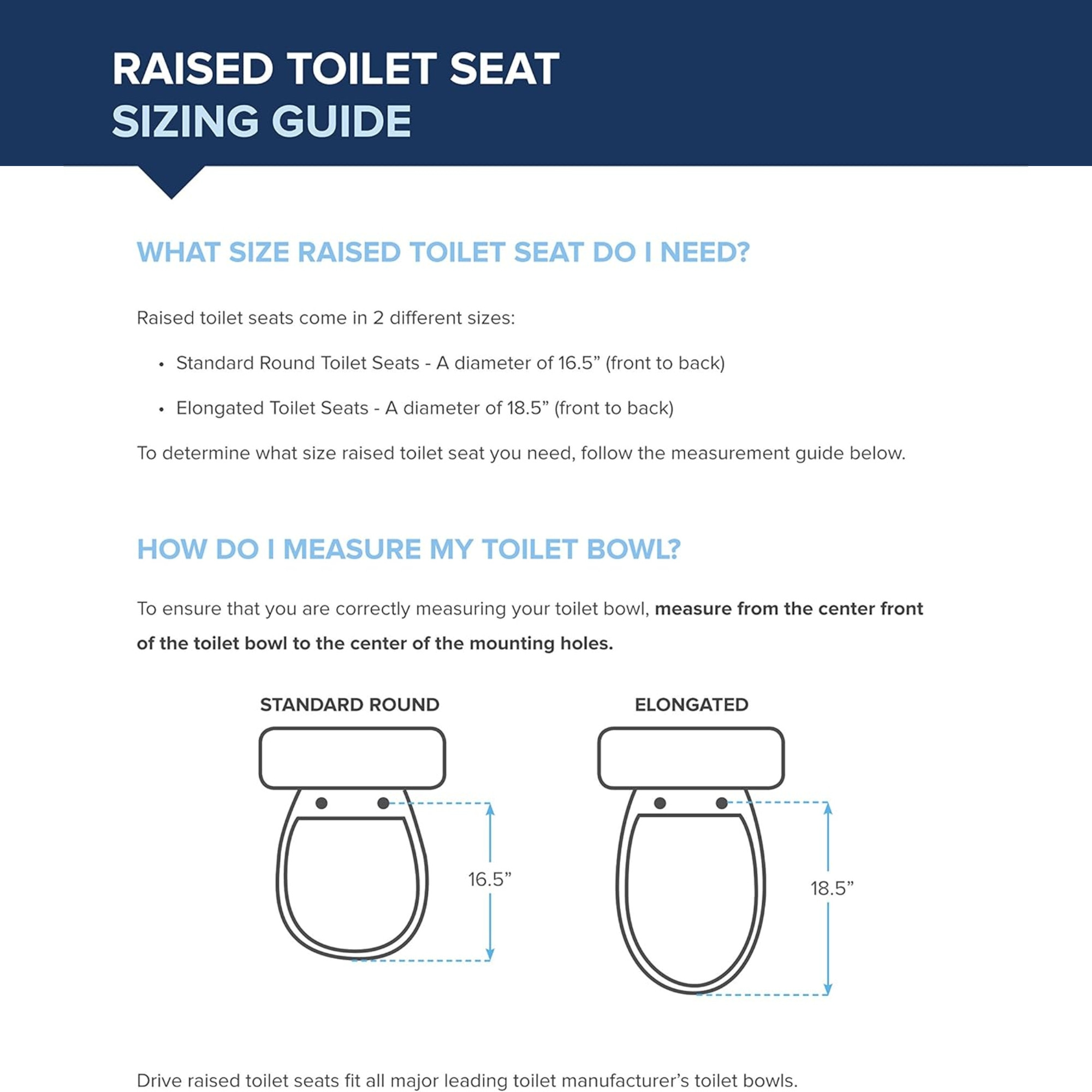 Drive Premium Plastic, Raised, Elongated Toilet Seat with Lock