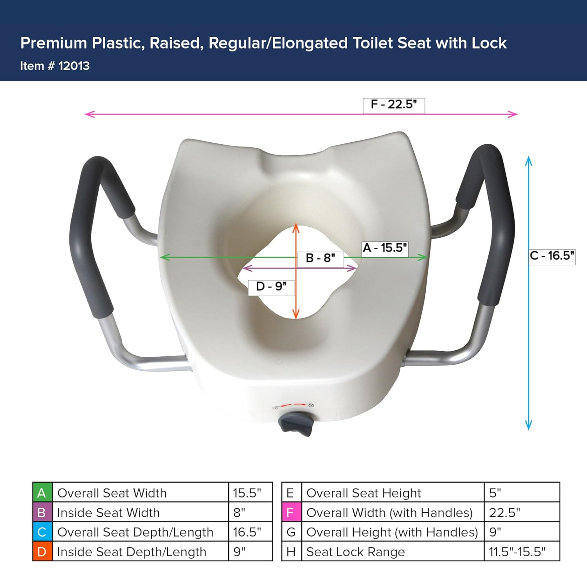 Drive Premium Plastic, Raised, Elongated Toilet Seat with Lock