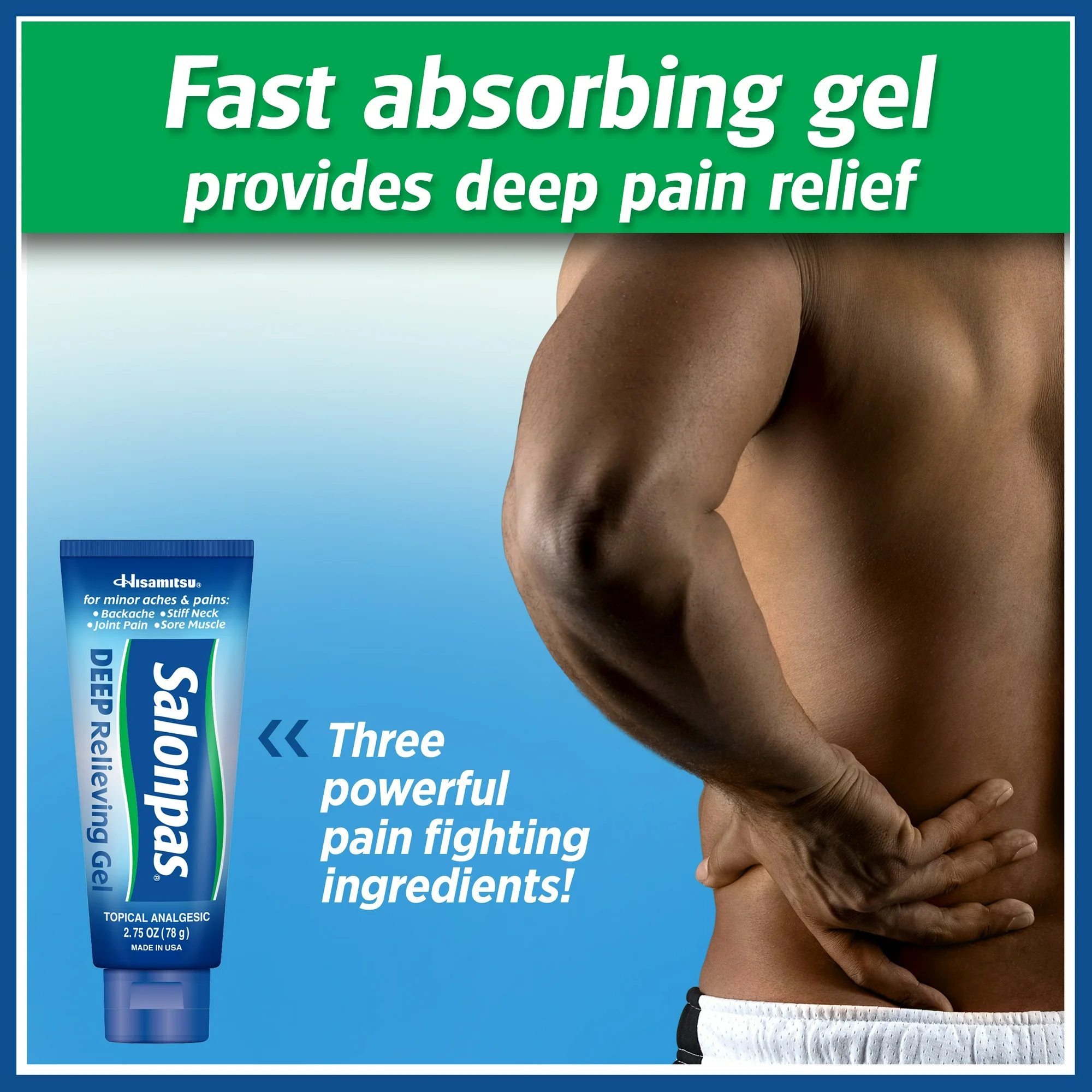 Salonpas Deep Relieving Gel Topical Analgesic, 2.75 oz., 34658190002, 1 Each