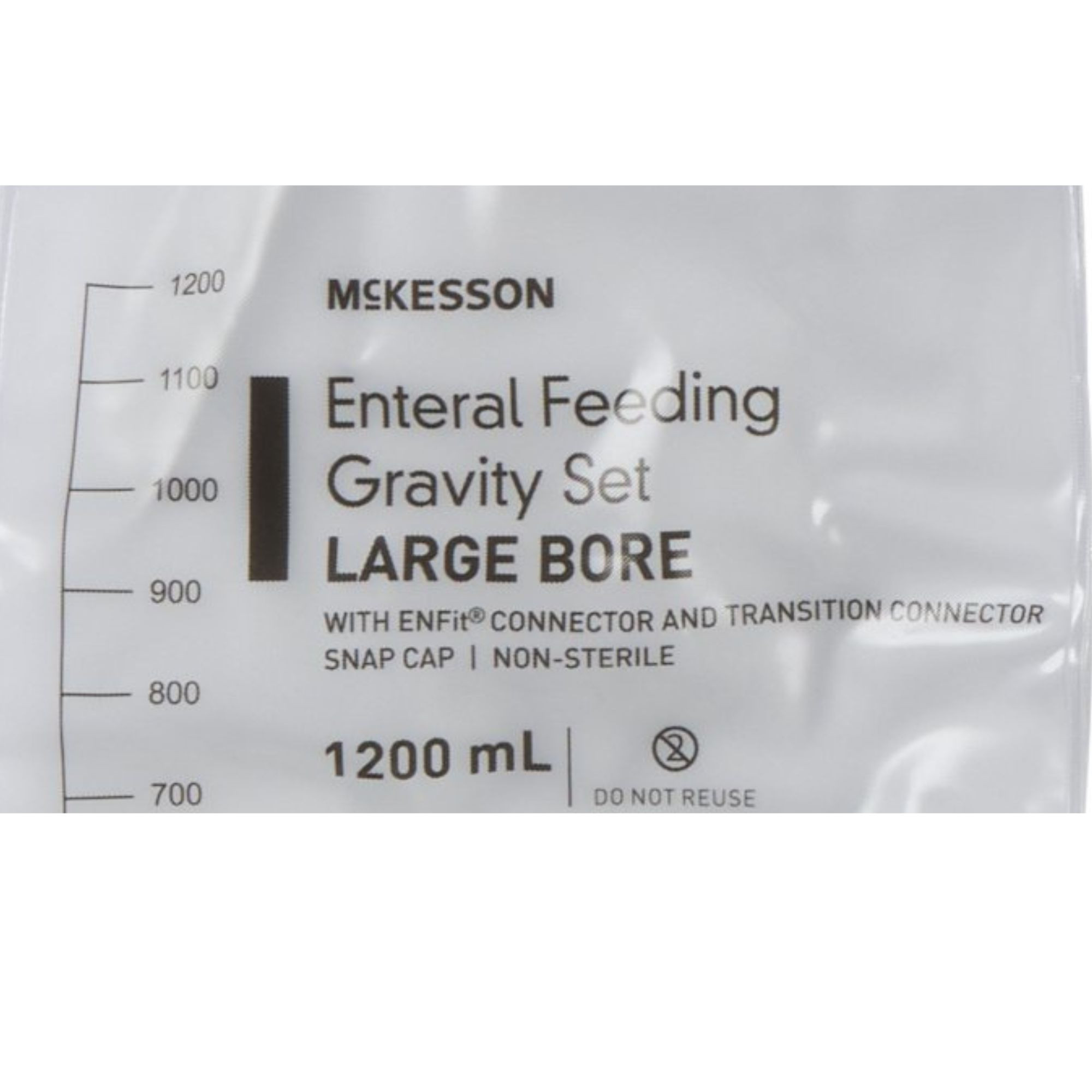 McKesson Gravity Feeding Bag Set with ENFit Connector, 1200 mL