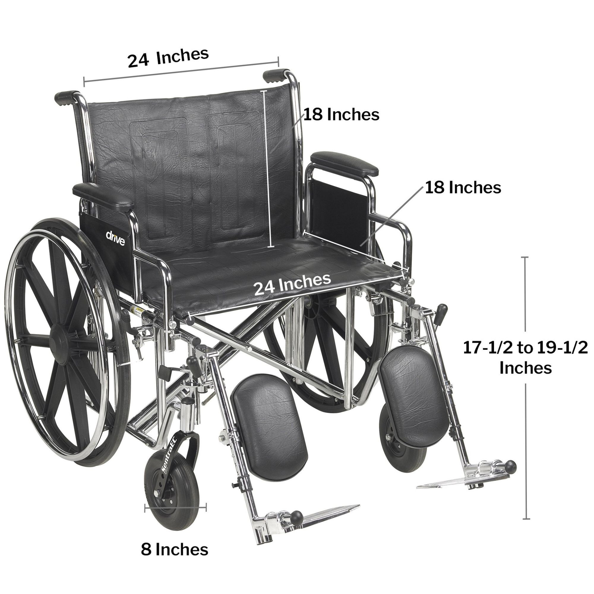 McKesson Bariatric Wheelchair with Swing-Away Elevating Legrest, 146-STD22ECDDA-SF, 22" Seat - 1 Each