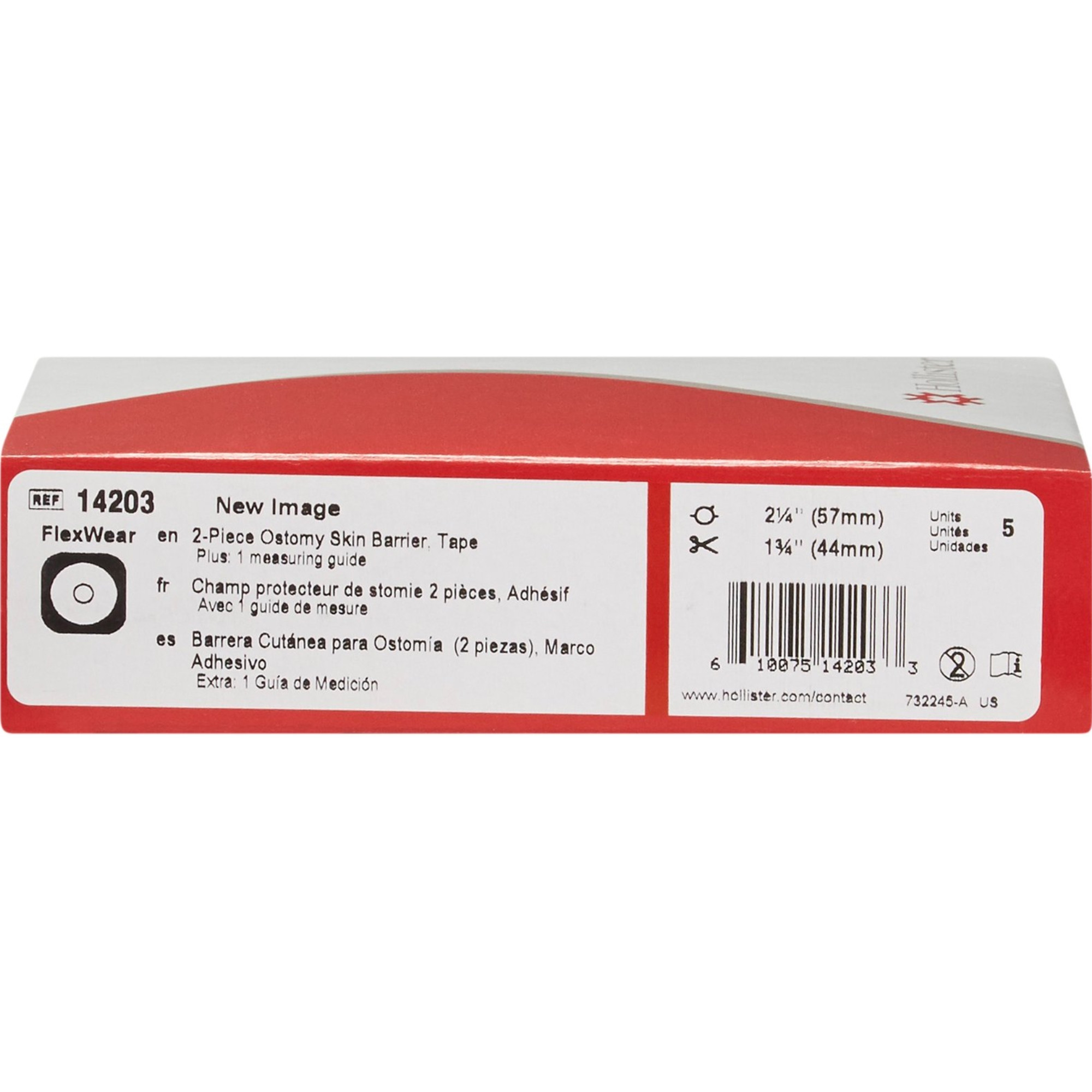 Hollister New Image Flextend Colostomy Barrier, Trim to Fit, 57 mm Flange, Up to 1.75 Inch Stoma Opening