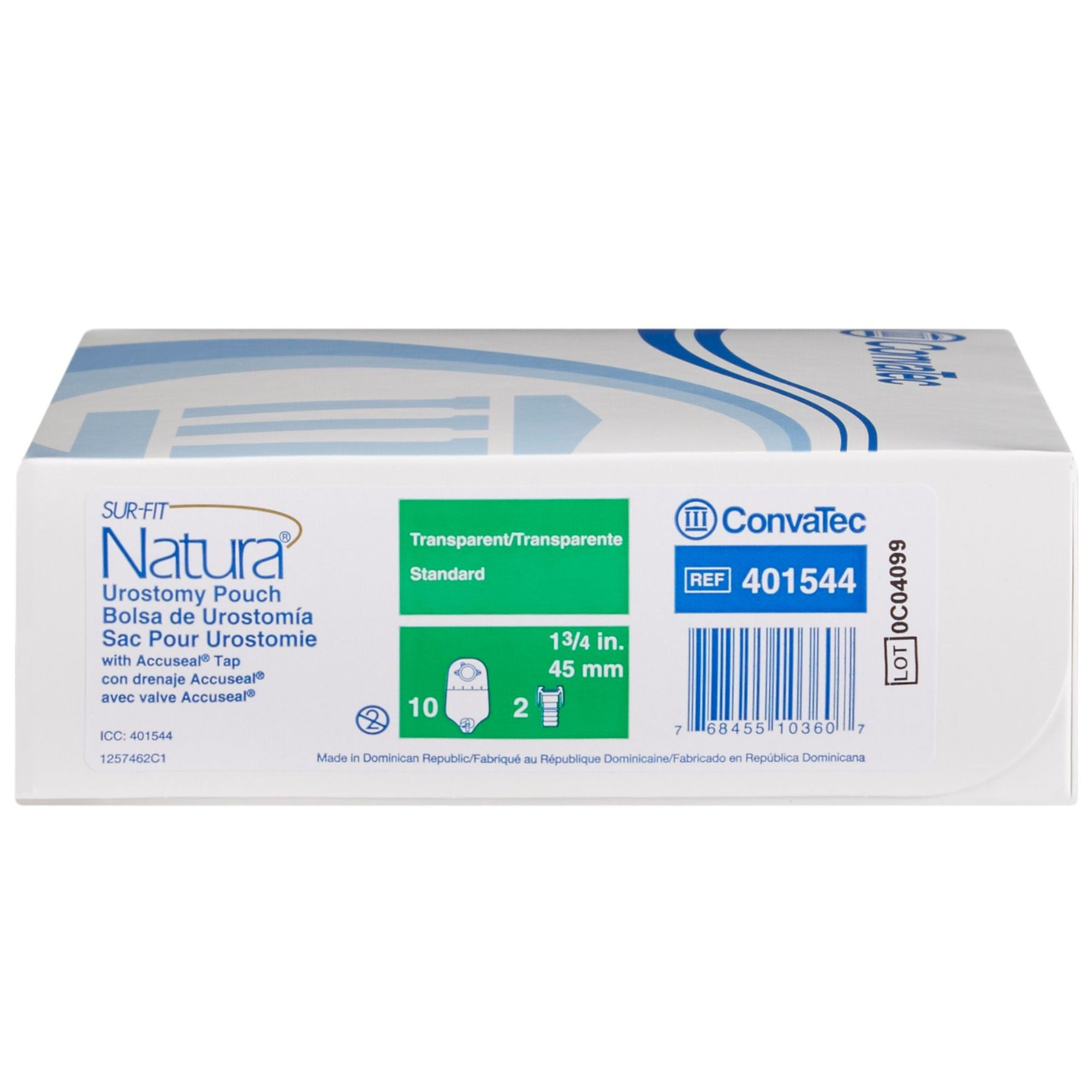 Sur-Fit Natura Two-Piece Drainable Transparent Urostomy Pouch, 10", 1.75" Flange, 401544, 1 Each