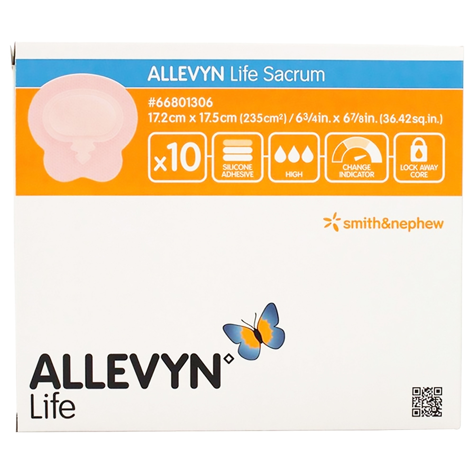 Allevyn Life Silicone Adhesive with Border Silicone Foam Dressing, 6-3/4" x 6-7/8"