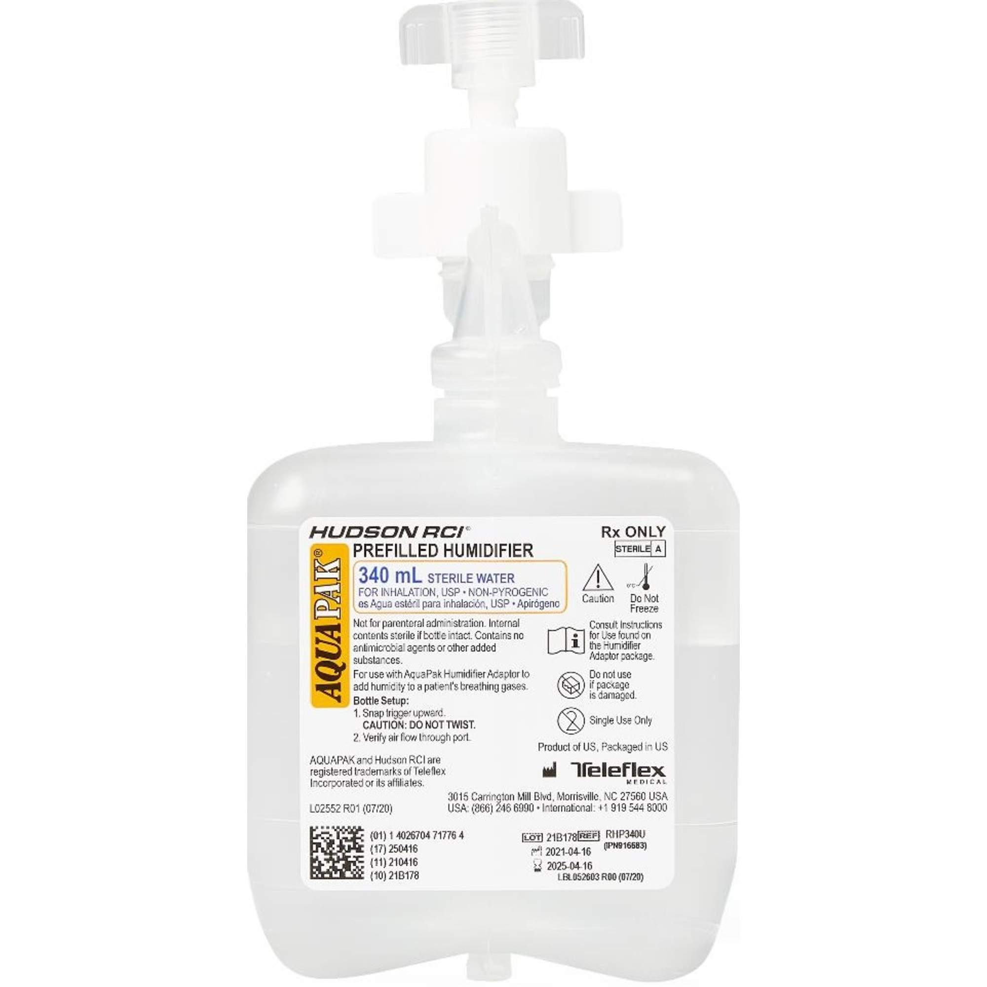 AQUAPAK Sterile Water, RHP340U, Case of 20