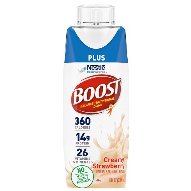Boost Plus Balanced Nutritional Drink, Carton, Creamy Strawberry, 8 oz.