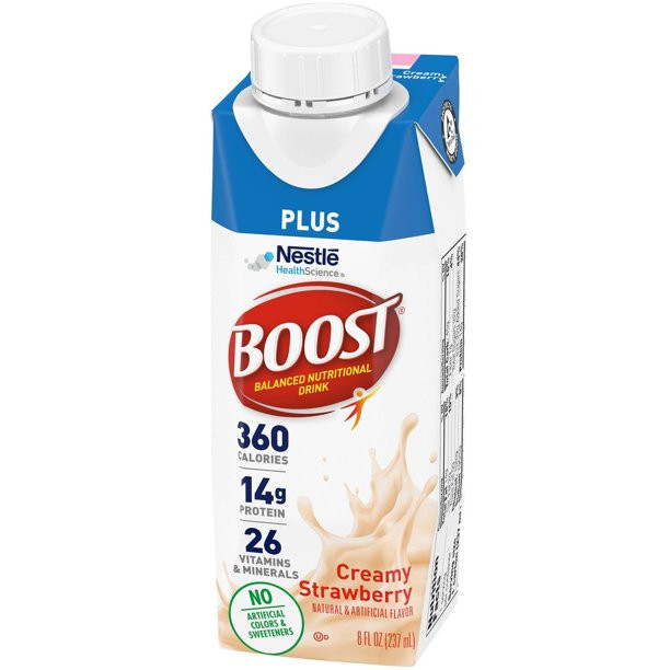 Boost Plus Balanced Nutritional Drink, Carton, Creamy Strawberry, 8 oz.