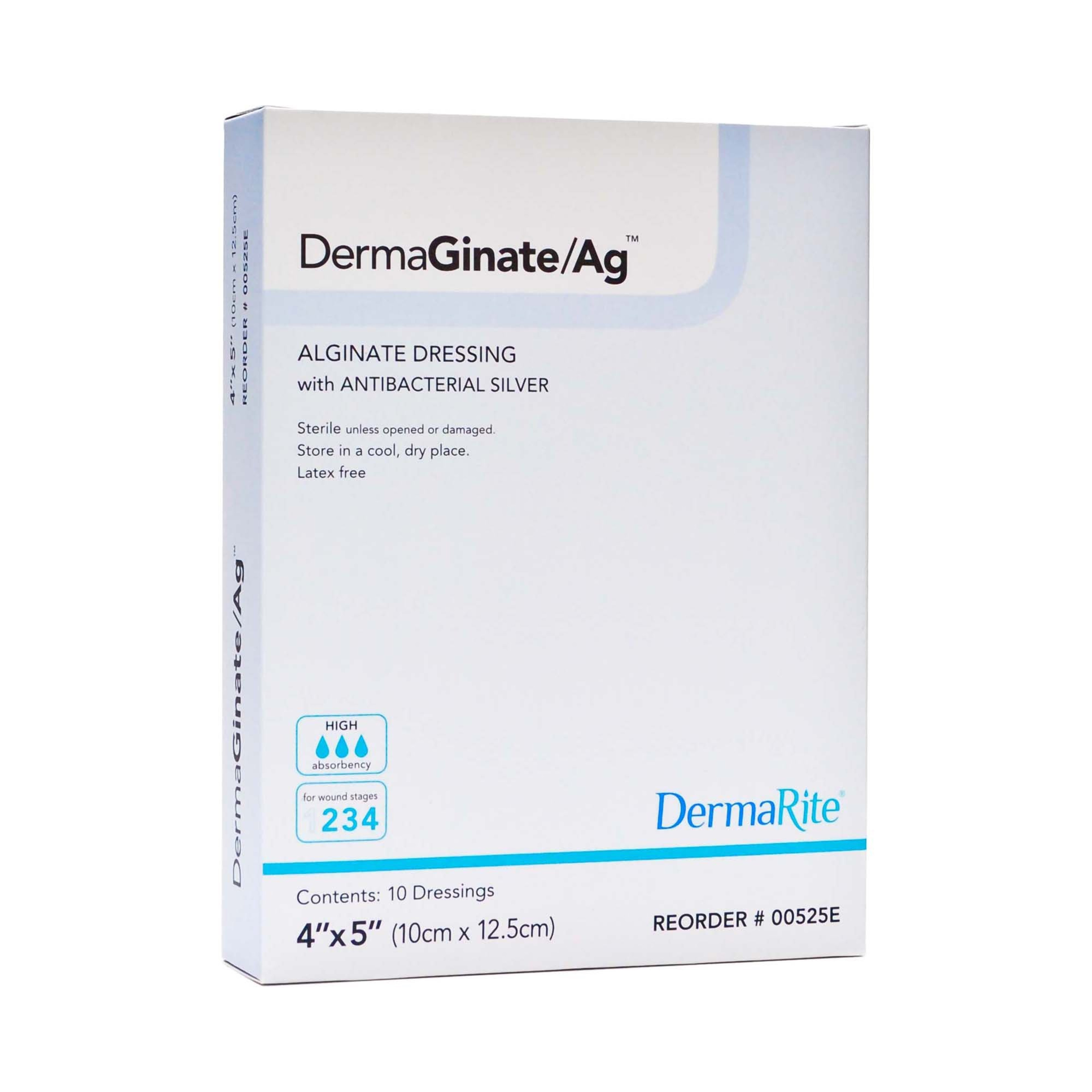 DermaGinate/Ag Alginate Dressing with Antibacterial Silver, 4 X 4", 00535E, Box of 5