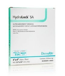 HydraLock SA Super-Absorbent Dressing with Non-Adherent Contact Layer & Waterproof Backing, 4 X 4", 60440, Box of 10