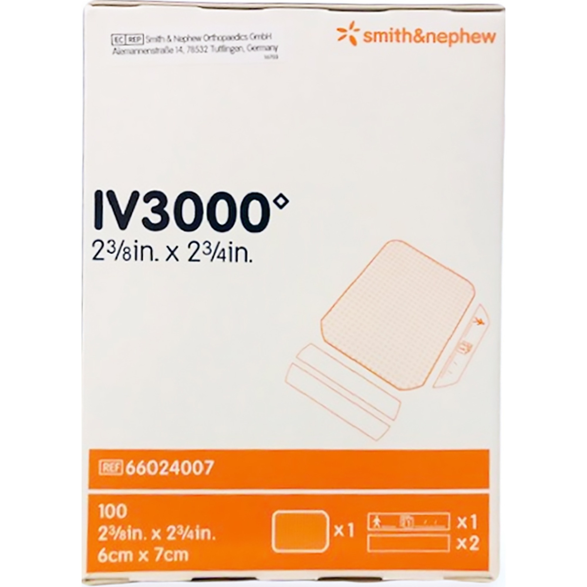Smith & Nephew IV3000 1-Hand Peripheral Catheter Dressing, 2-3/8 x 2.75", 66024007, IV3000 1-Hand Peripheral Catheter Dressing, 2-3/8 x 2¾ Inch