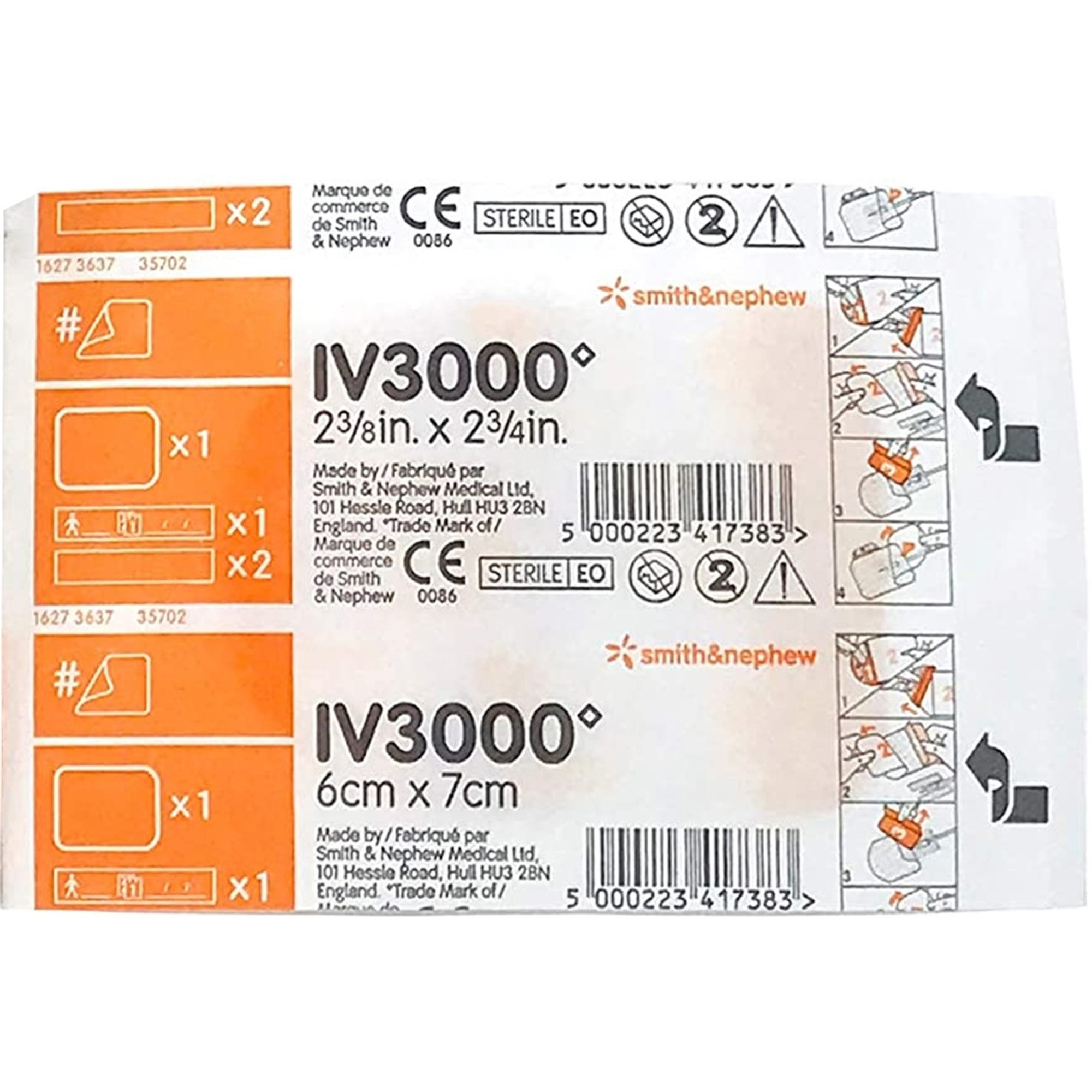 Smith & Nephew IV3000 1-Hand Peripheral Catheter Dressing, 2-3/8 x 2.75", 66024007, IV3000 1-Hand Peripheral Catheter Dressing, 2-3/8 x 2¾ Inch