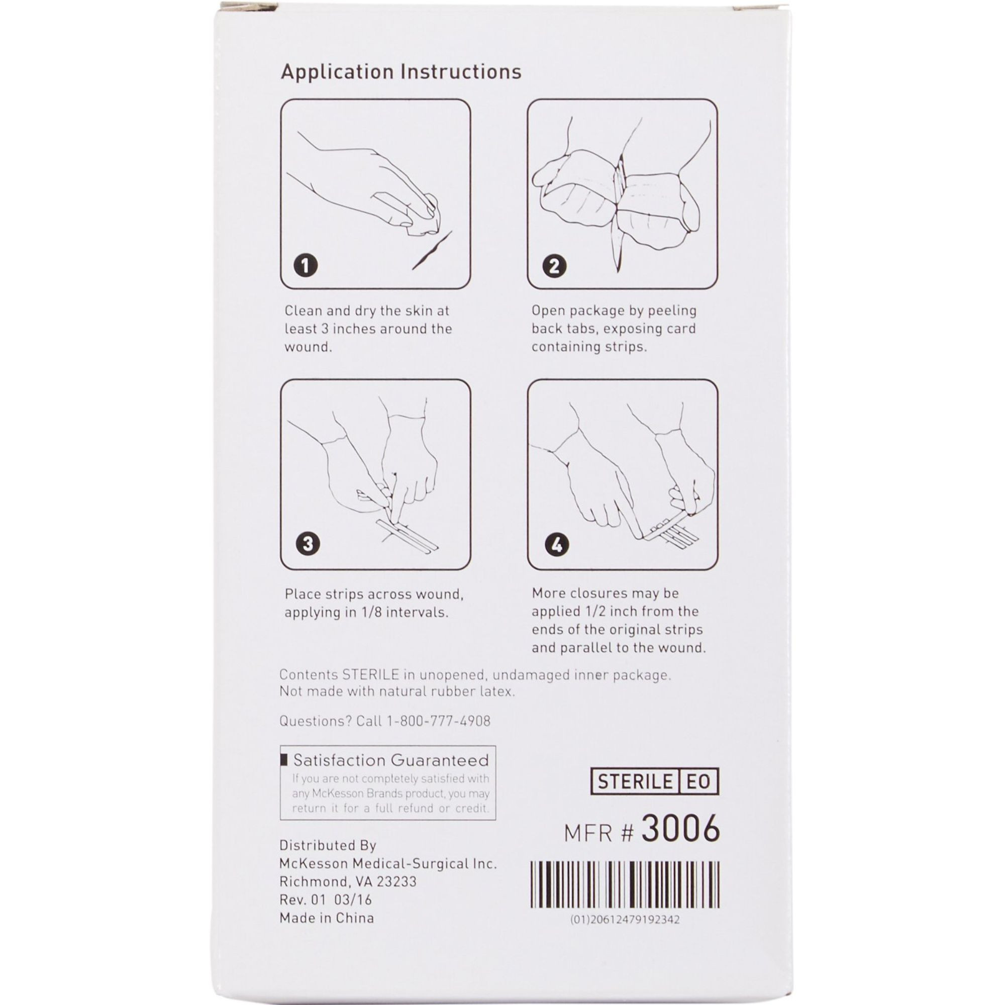 McKesson Reinforced Skin Closure Strips, 1/8 X 3", 3006, Box of 50