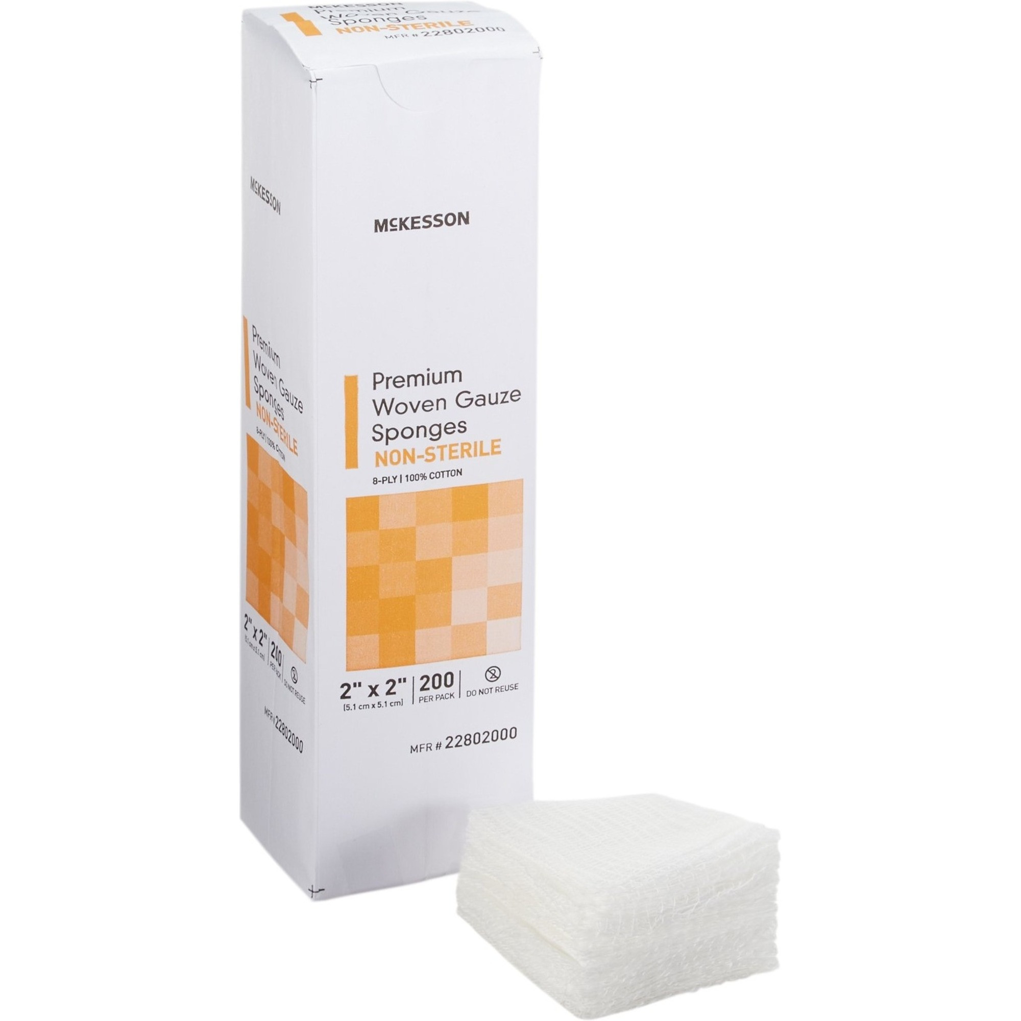 McKesson 8-Ply Premium Woven Gauze Sponges, Non-Sterile, 2 X 2 inches