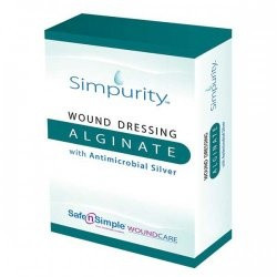 Safe N Simple Simpurity Alginate with Antimicrobial Silver Wound Dressing, 4 X 5", SNS51720, Box of 10