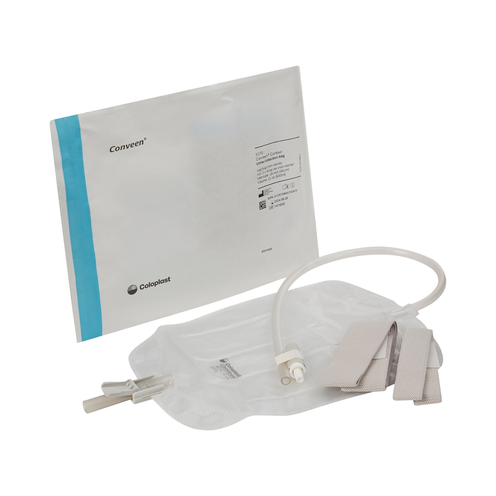 Coloplast Conveen Contour Urine Collection Leg Bag, 5170, 600 mL - Box of 10