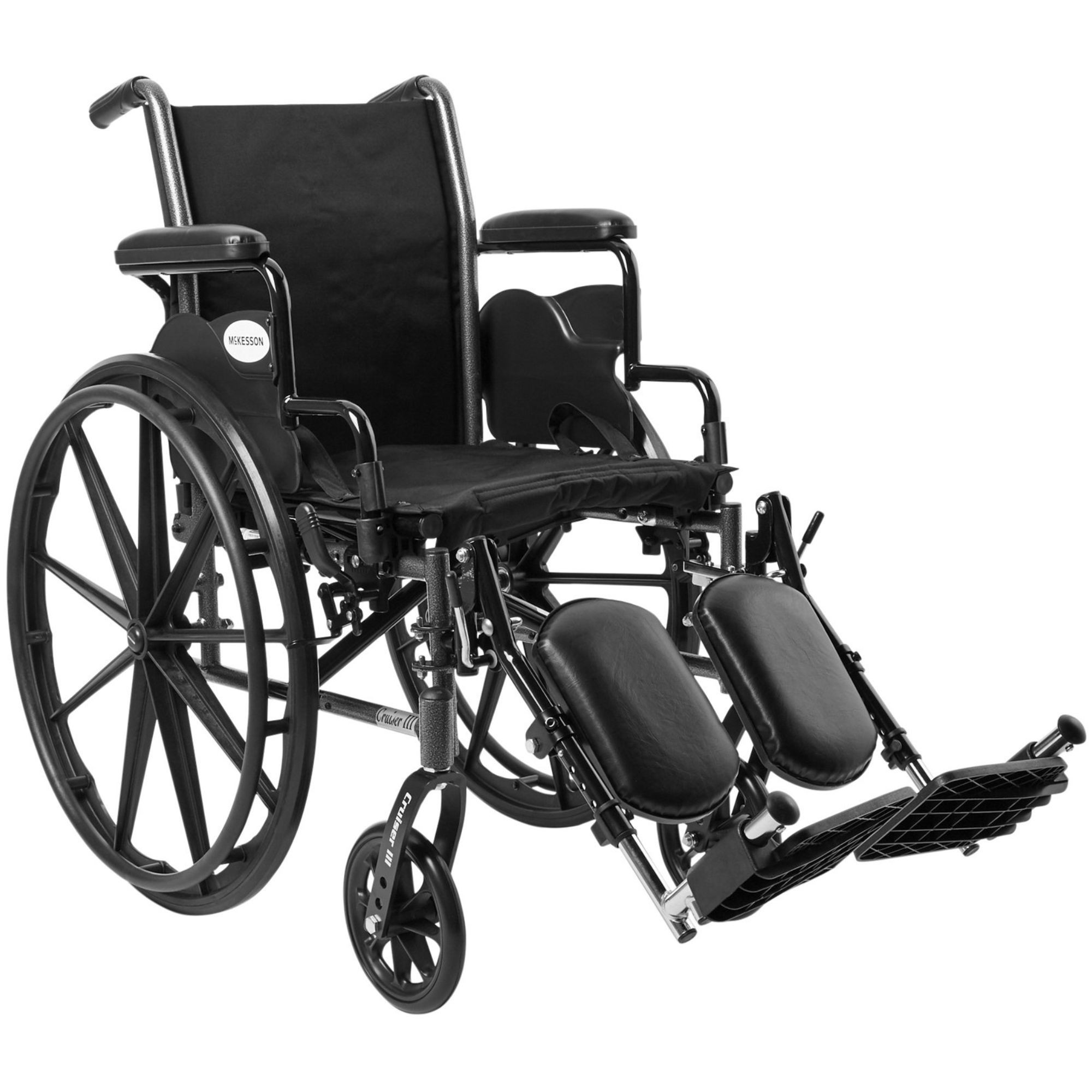 McKesson Manual Wheelchair, Flip Back, Detachable and Adjustable Height Desk Arm, Elevating Legrests, 146-K318ADDA-ELR, 18" Seat - 1 Each