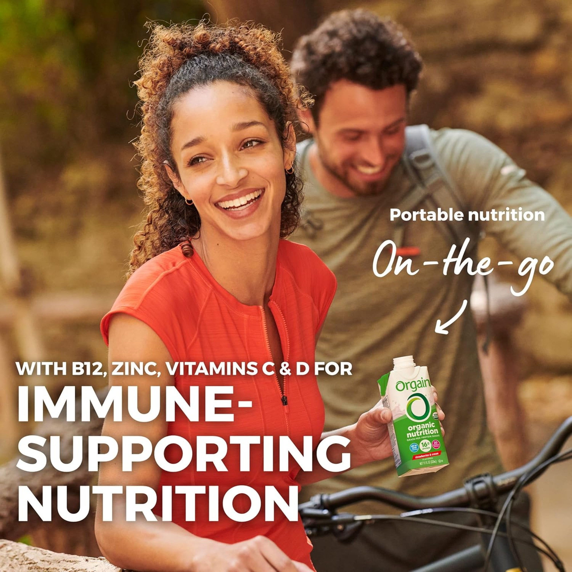 Orgain Organic Nutrition Grass-Fed Protein Shake, Strawberries & Cream