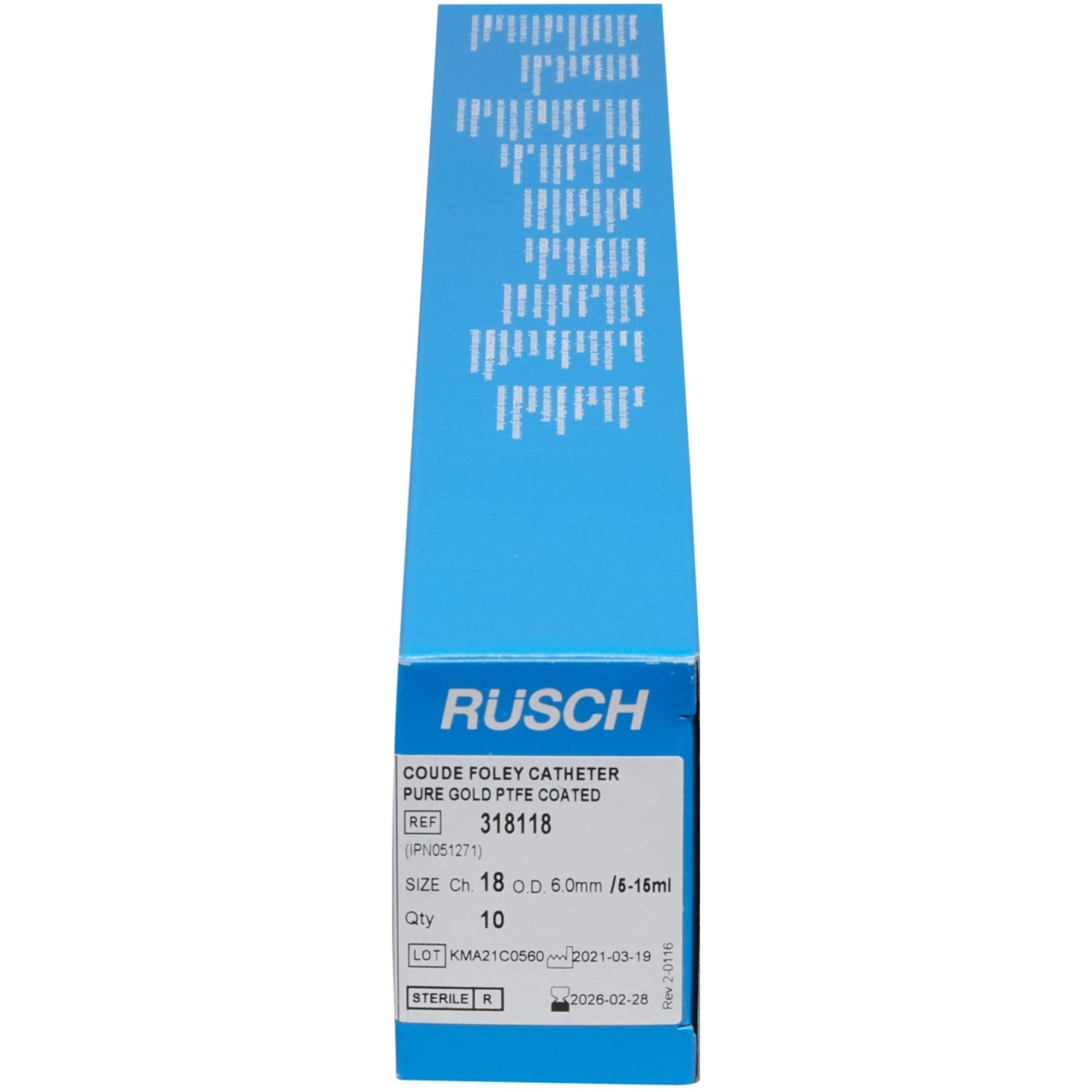 Rusch PureGold 2-Way Teflon Coated Foley Catheter, Coude Tip, 5 cc, 318118, 18 Fr. - Box of 10