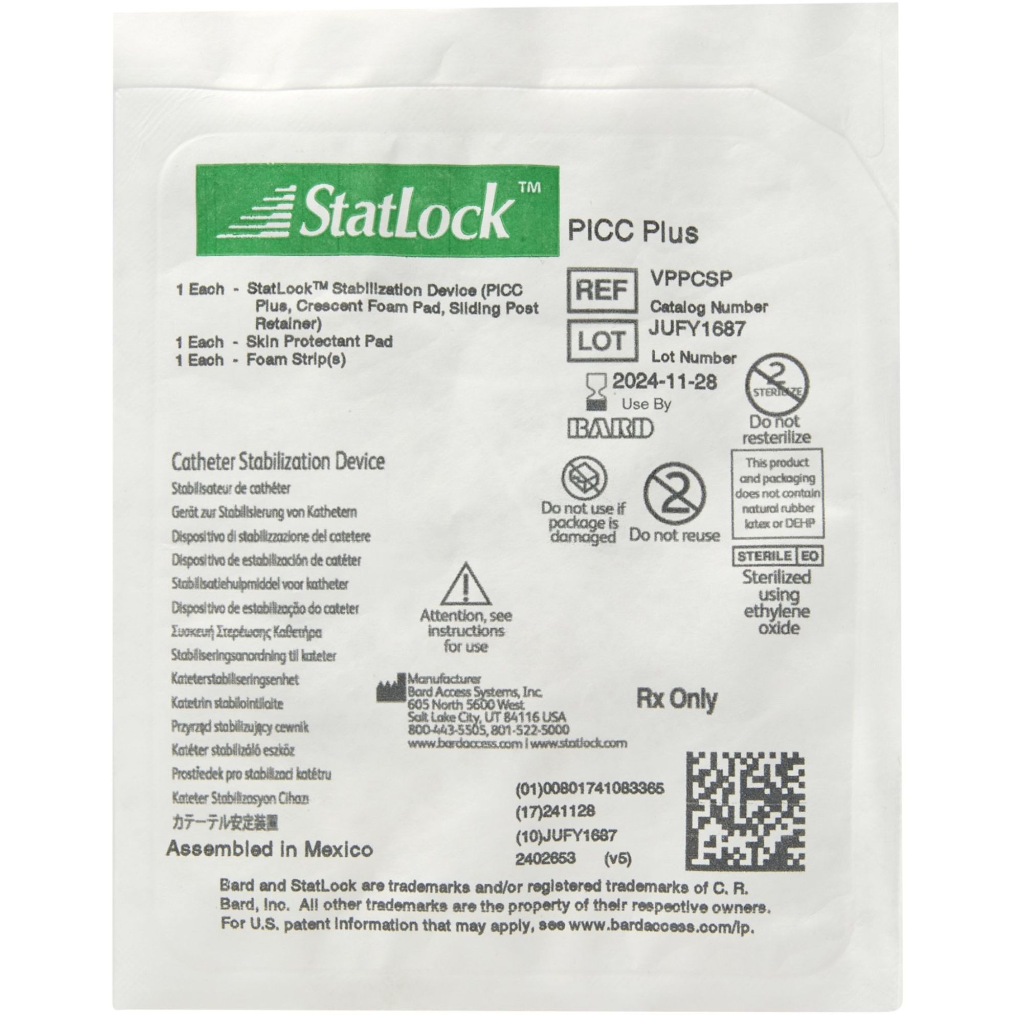 Statlock PICC Plus Stabilization Device, VPPCSP, 1 Each