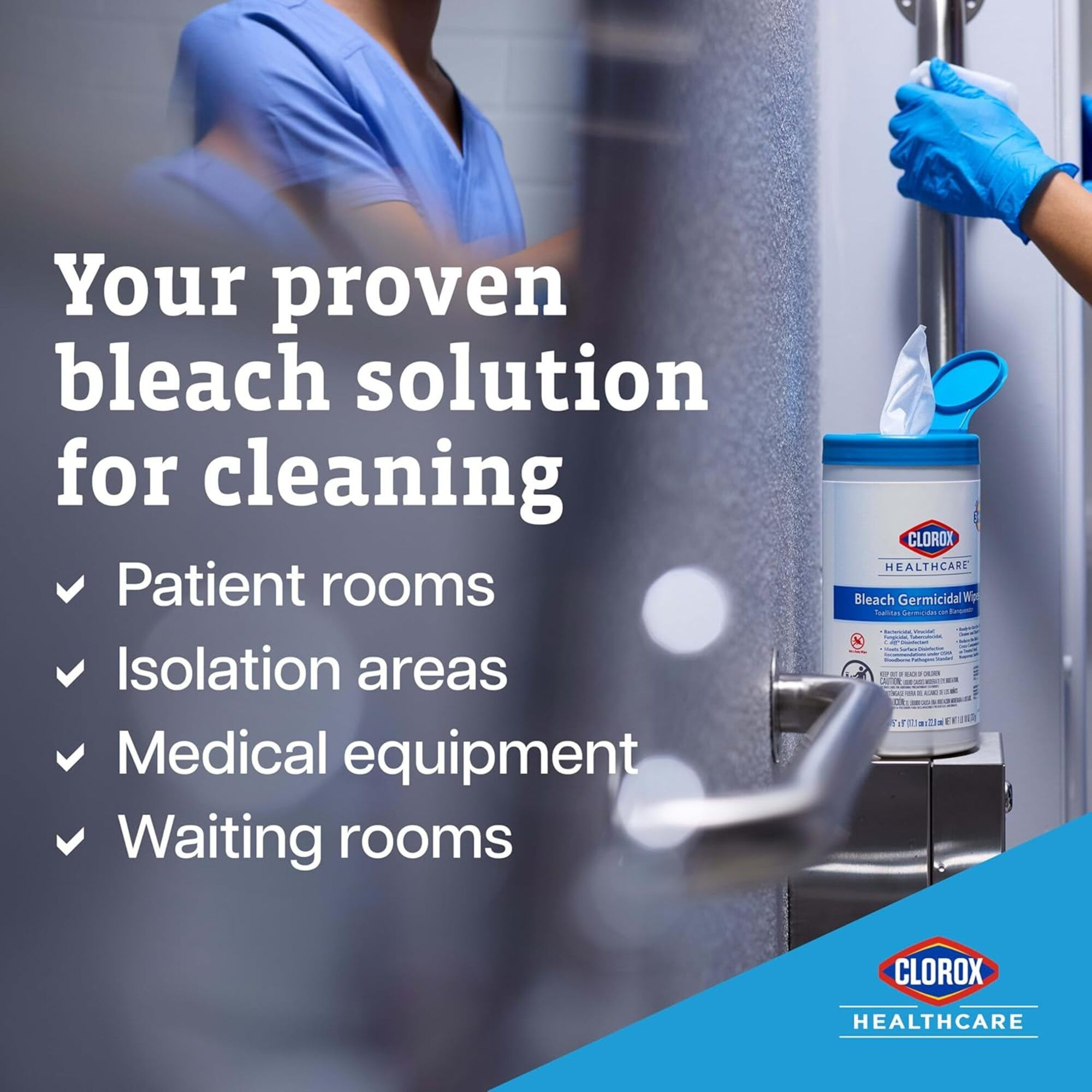 Clorox Healthcare Bleach Germicidal Wipes, 30577CT, Pack of 150