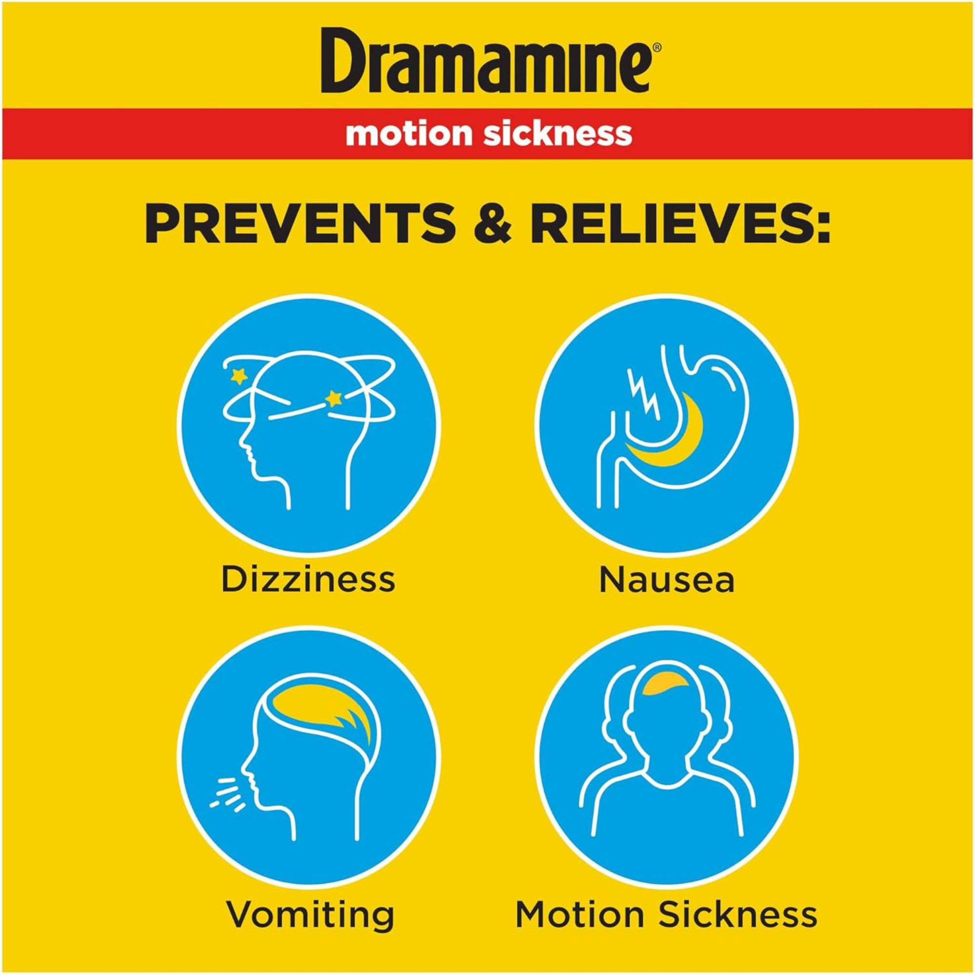 Dramamine Original Formula Motion Sickness Relief, 50 mg., 83124800197, Bottle of 12 Tablets