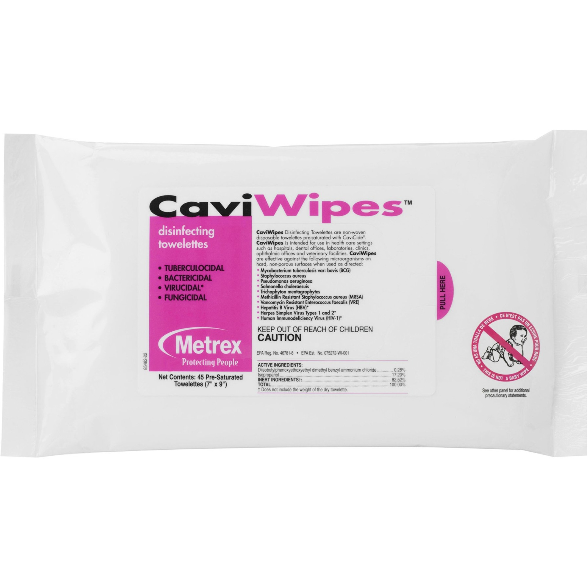 CaviWipes Disinfecting Towelettes, 7 X 9"