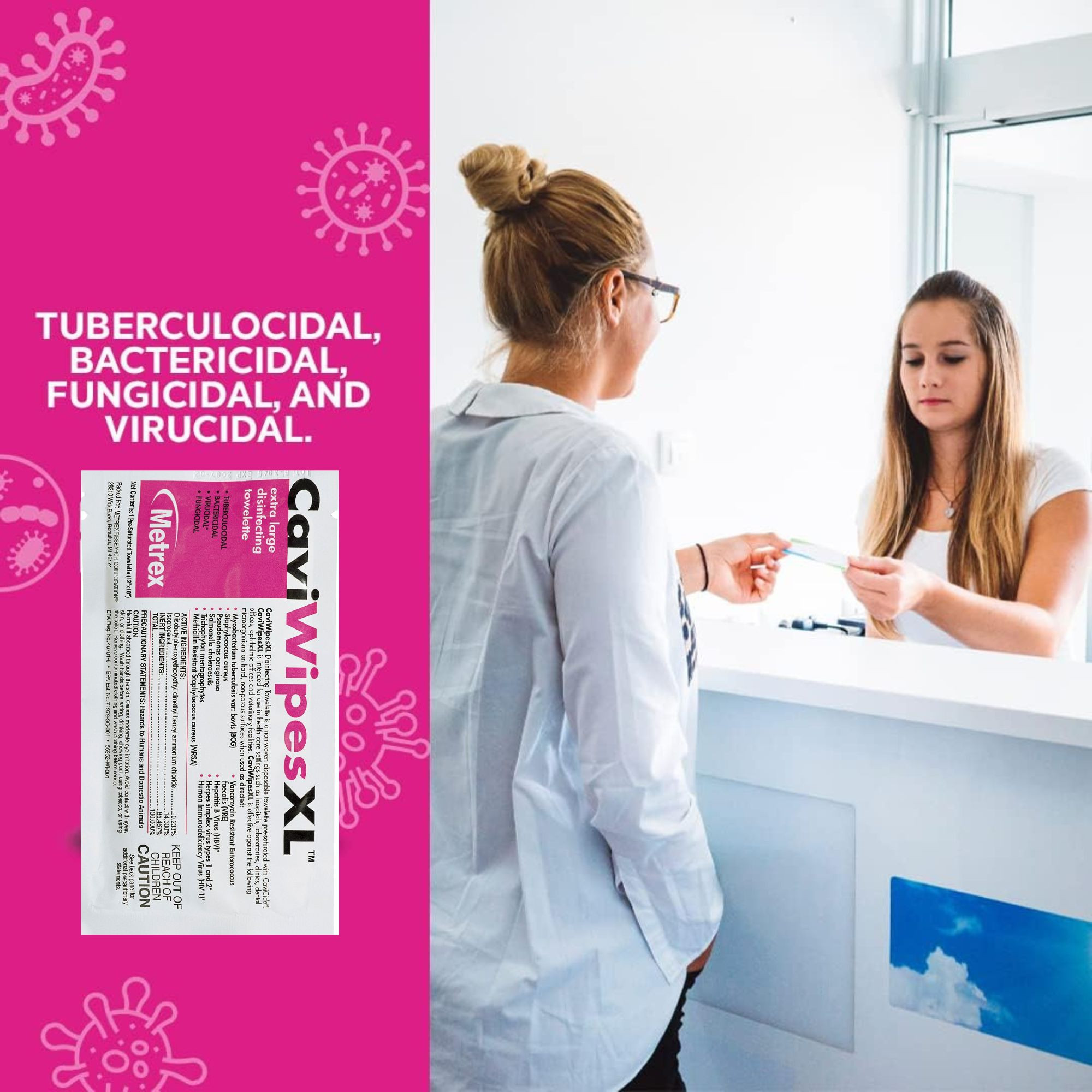 CaviWipesXL Extra Large Disinfecting Towelettes, 13-1155, Box of 50 Packets