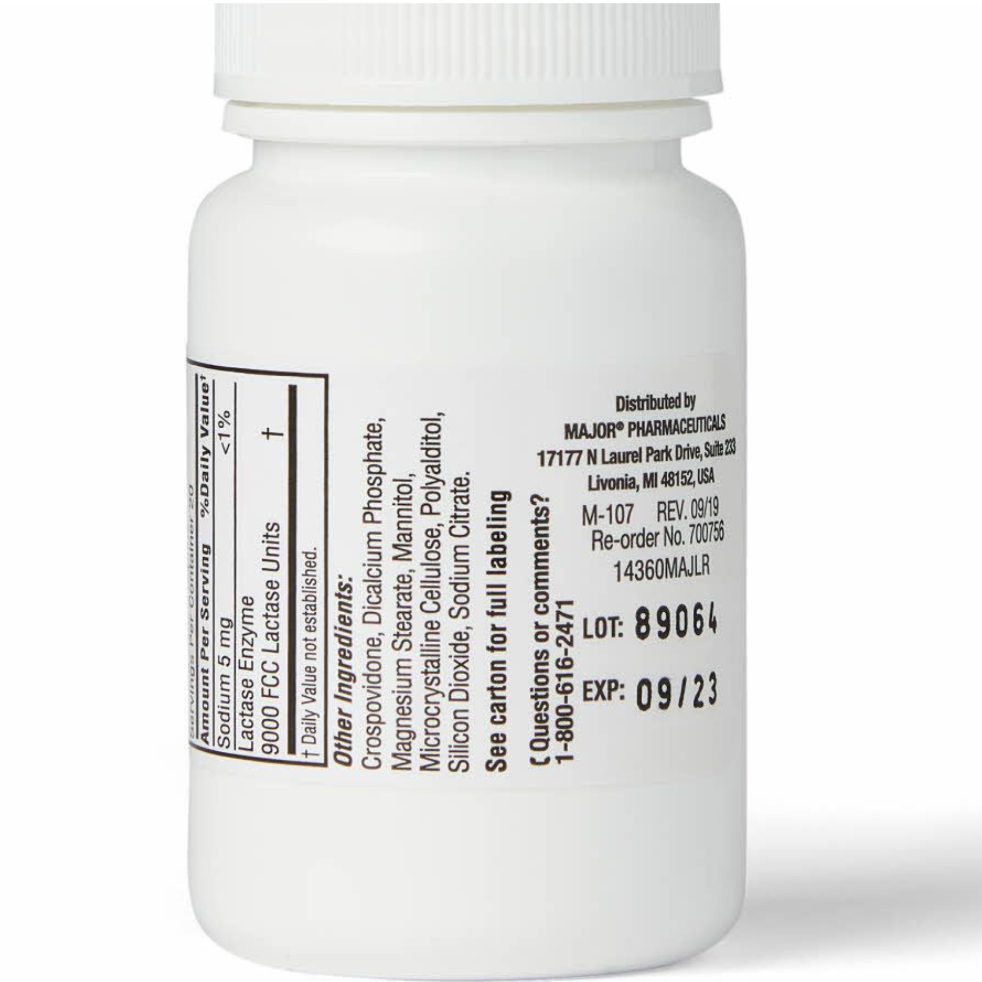 Major Dairy Aid Original Strength Lactase Enzyme Supplement, 3000 IU, 60 Caplets, 00904522452, 1 BottleMajor Dairy Aid Original Strength Lactase Enzyme Supplement, 3000 IU, 60 Caplets, 00904522452, 1 Bottle
